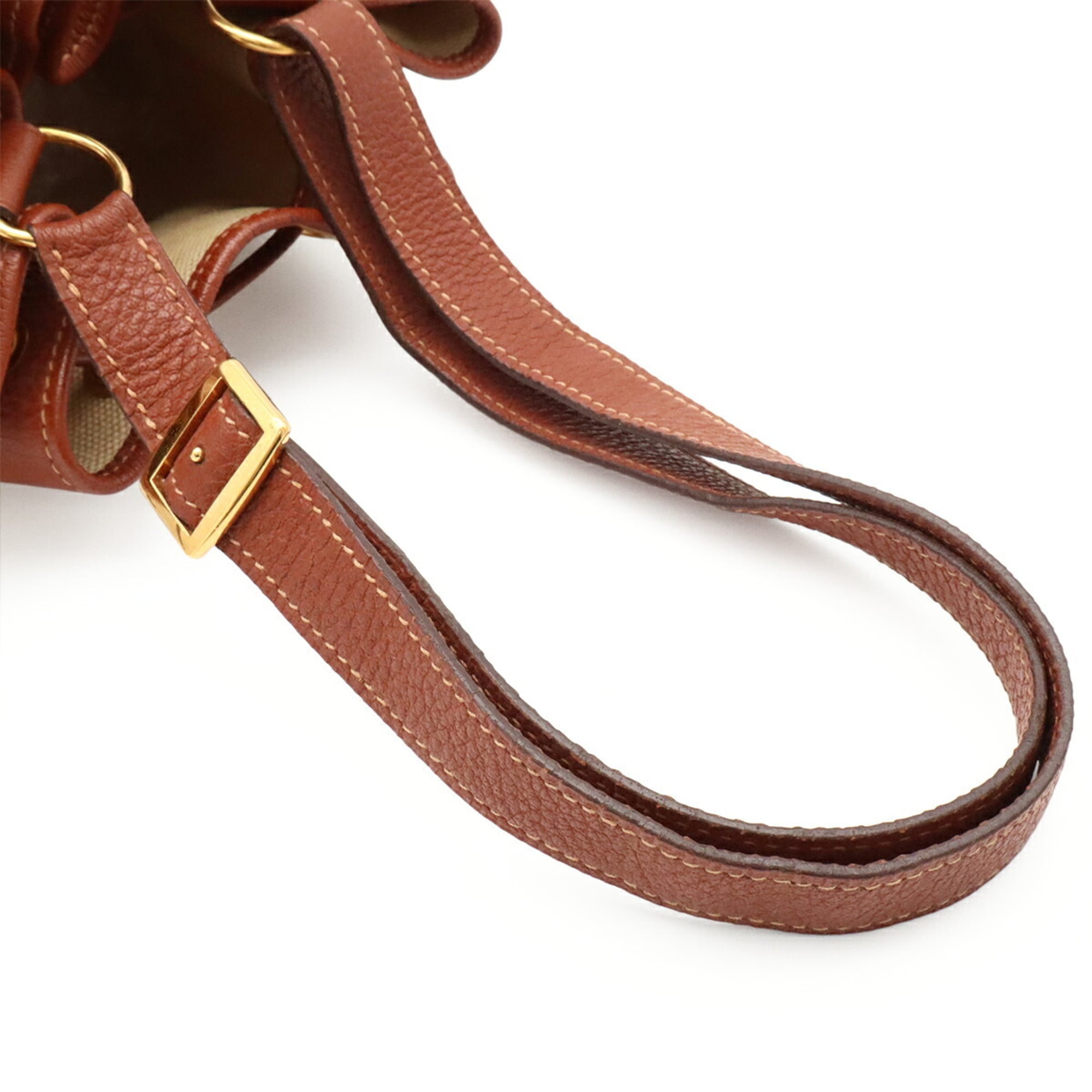 Hermes Beige Brown Toile H Handbag Shoulder Bag (Pre-Owned)