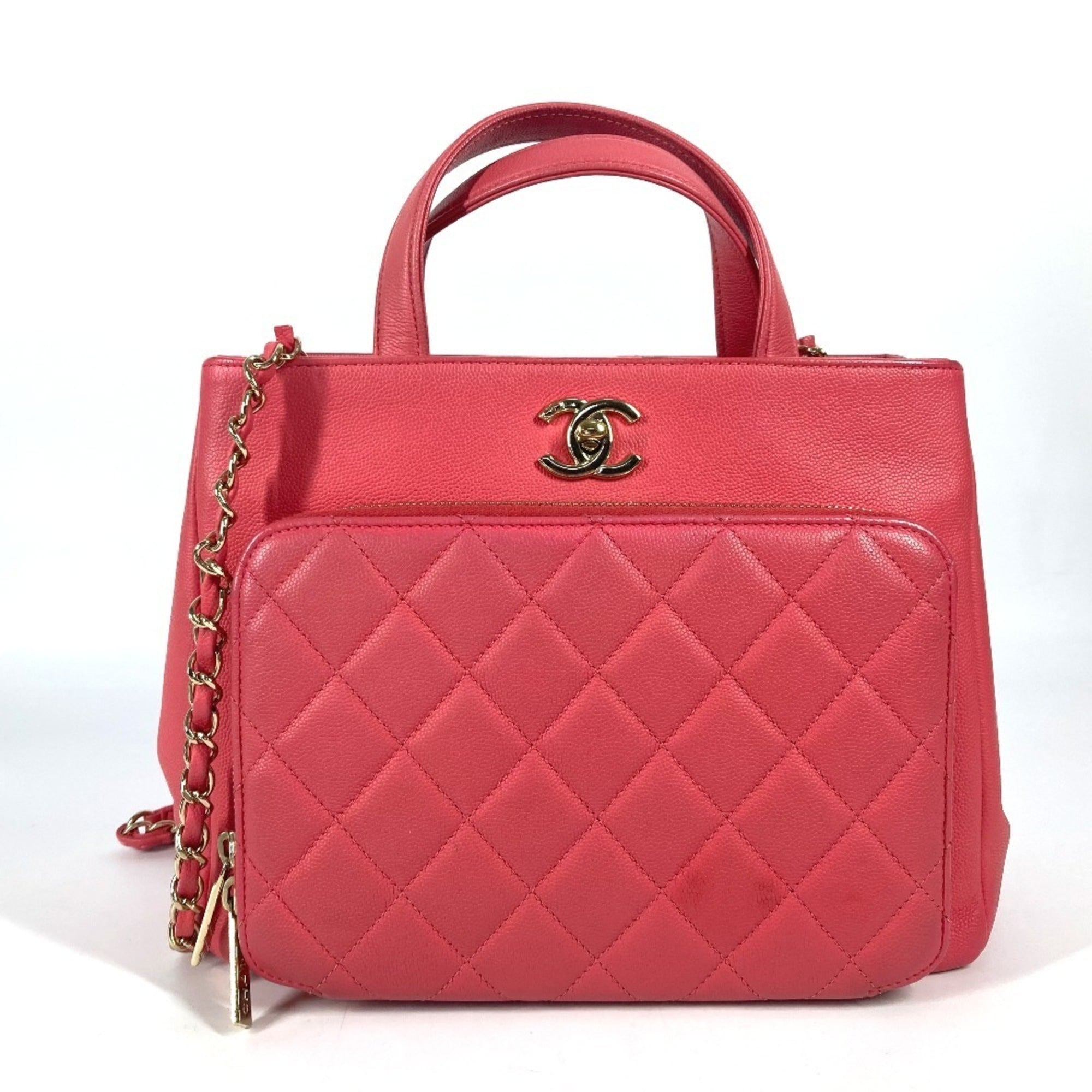 Chanel Pink Grained Calfskin Shoulder Bag Tote Bag (Pre-Owned)