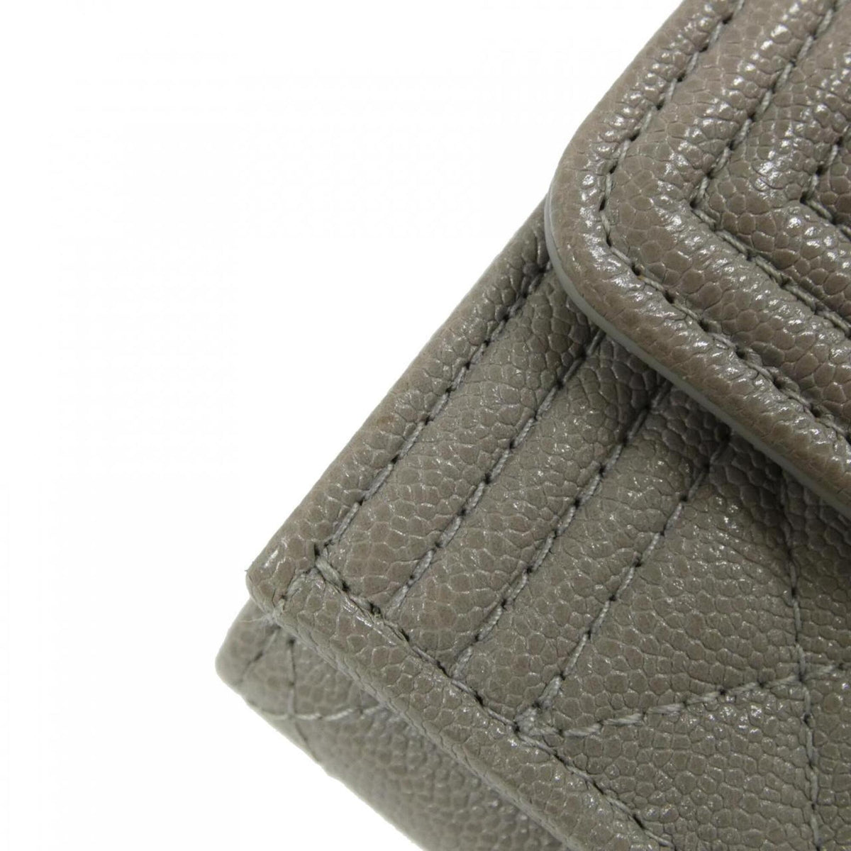 Chanel Gray Grained Calfskin Wallet (Tri-Fold) (Pre-Owned)