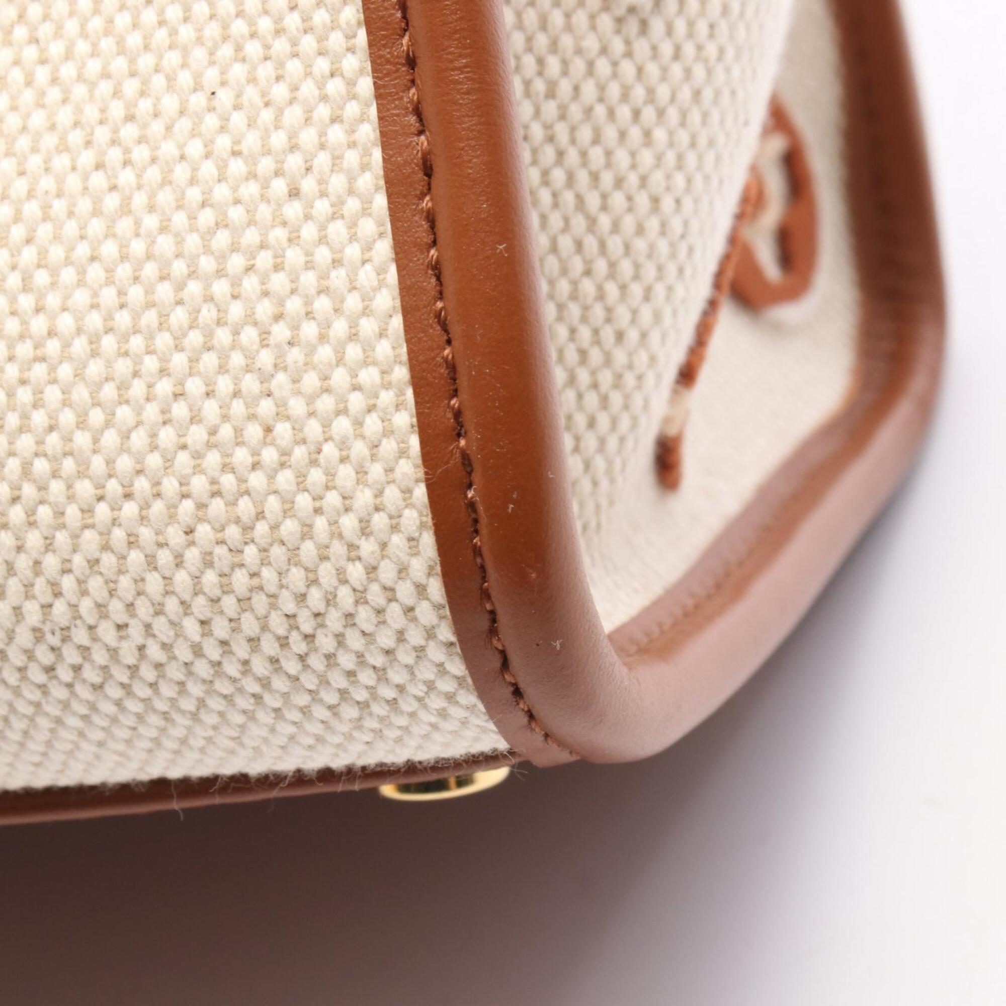 Louis Vuitton Beige Brown Canvas Leather Handbag (Pre-Owned)