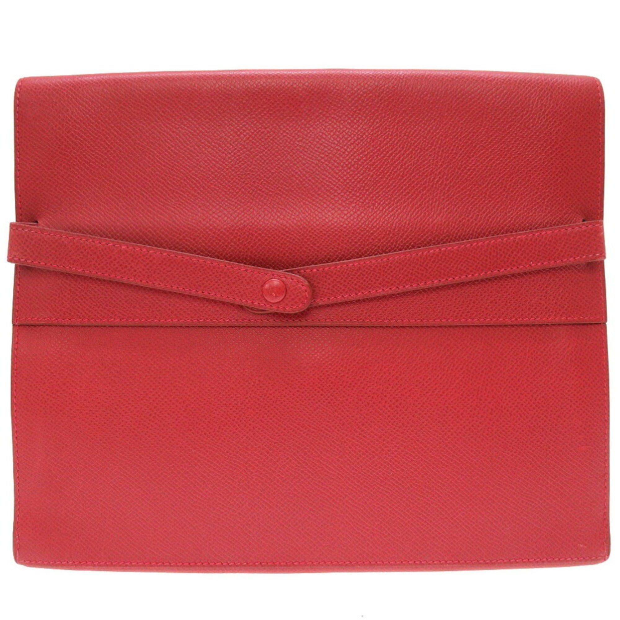 Hermes Red Color Courchevel Leather Clutch Bag (Pre-Owned)