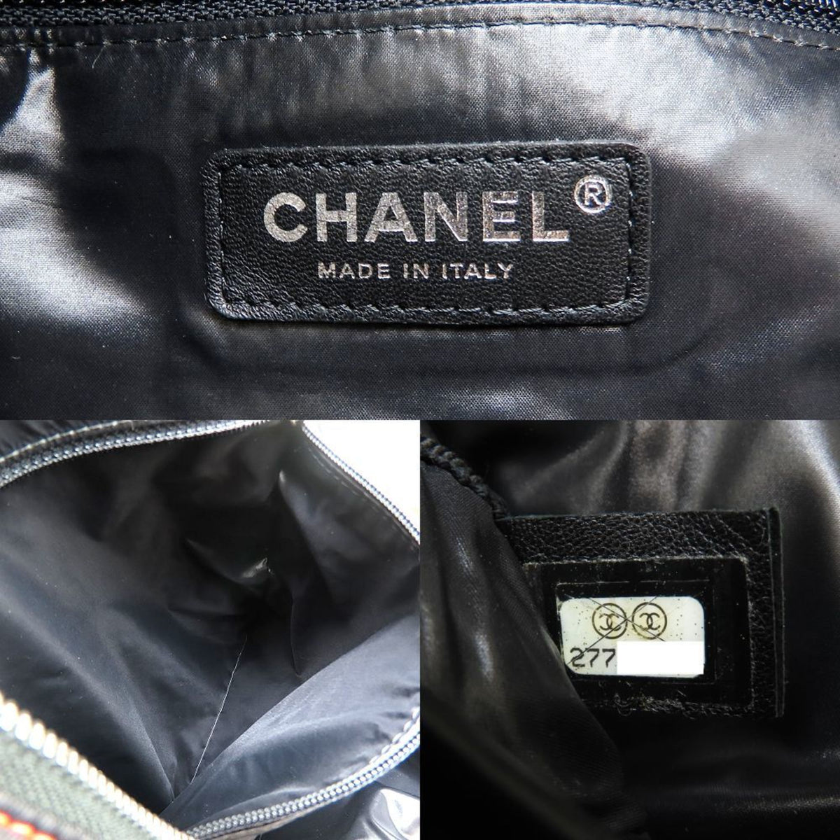 Chanel Black Ivory Pink Nylon Leather Backpack (Pre-Owned)