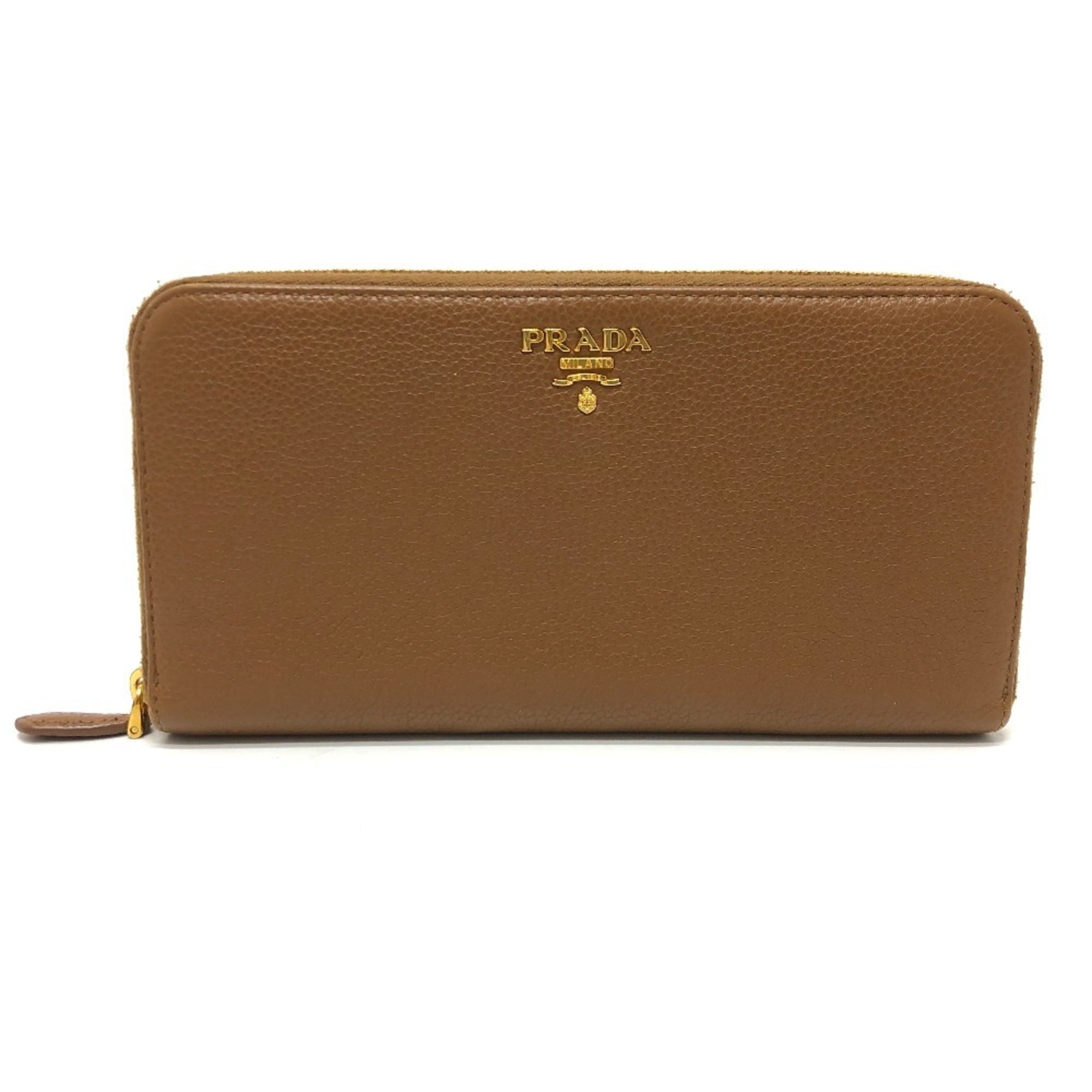 Prada Brown Leather Long Wallet (Bi-Fold) (Pre-Owned)