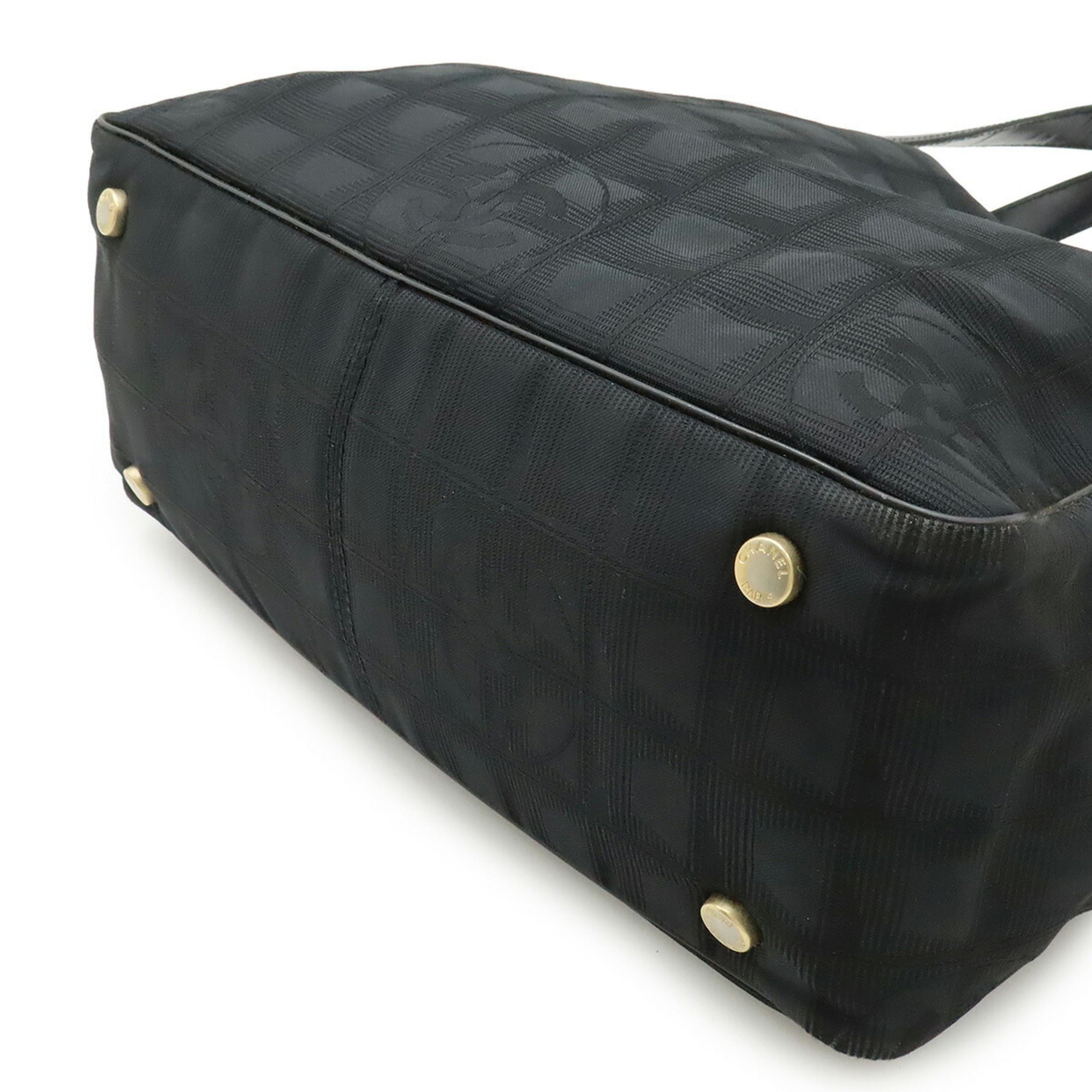 Chanel Black New Travel Line Leather Shoulder Bag Tote Bag (Pre-Owned)