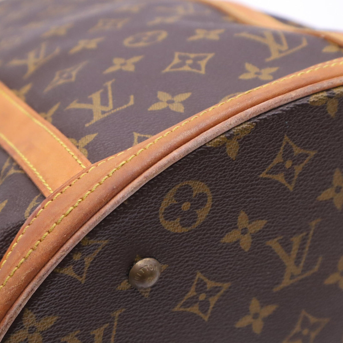 Louis Vuitton Monogram Beige Brown Coated Canvas Leather Handbag (Pre-Owned)