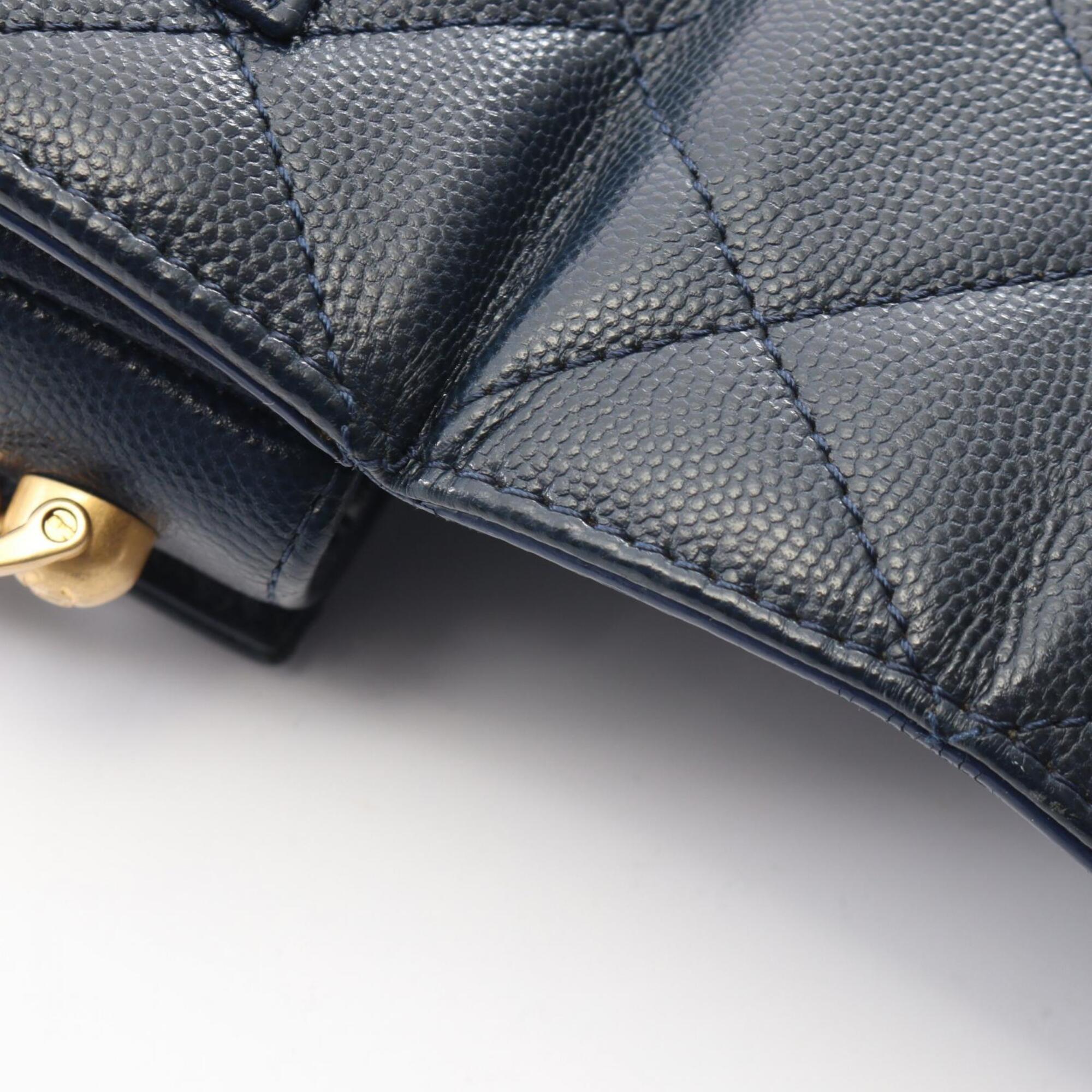 Chanel Navy Grained Calfskin Handbag Shoulder Bag (Pre-Owned)