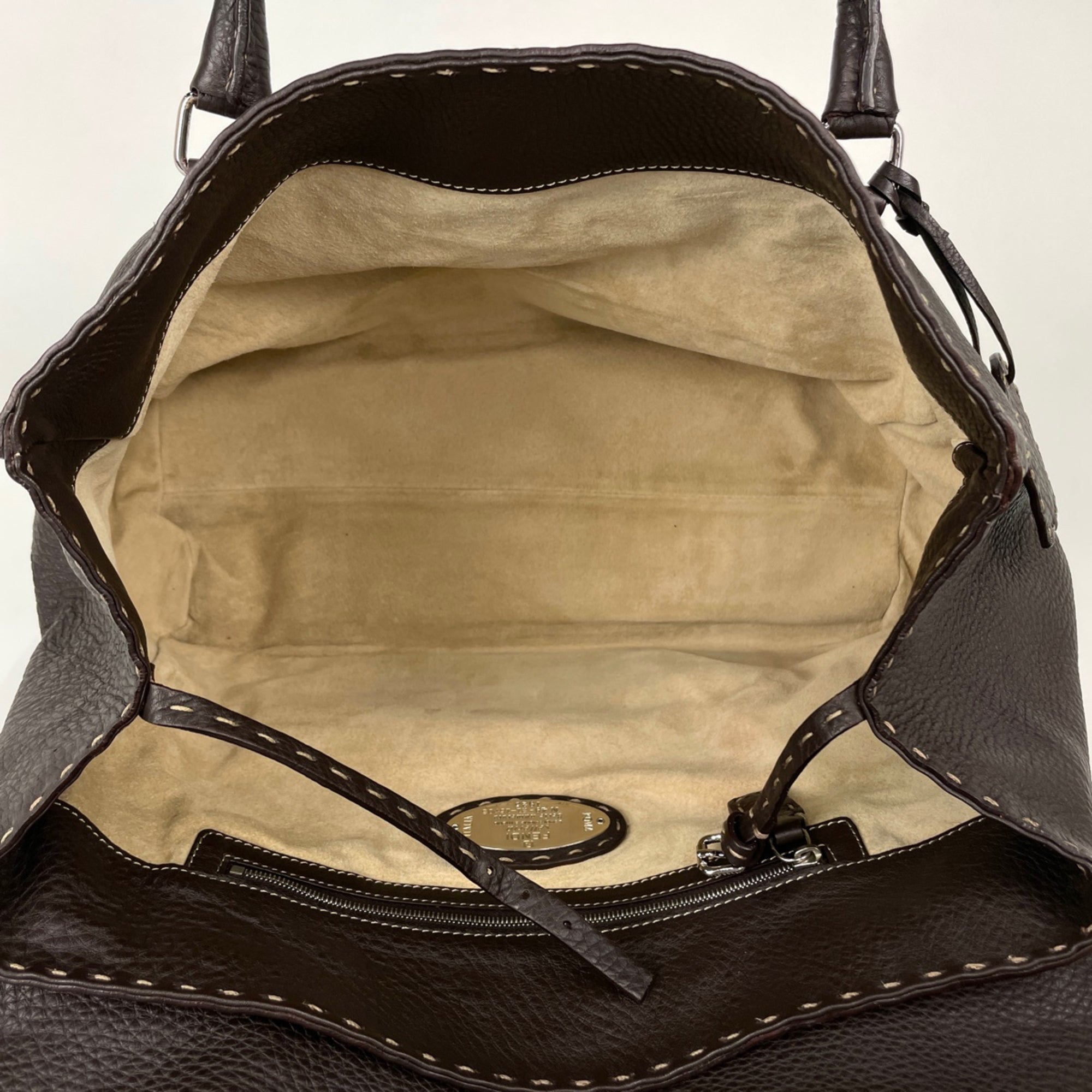 Fendi Brown Leather Handbag Tote Bag (Pre-Owned)