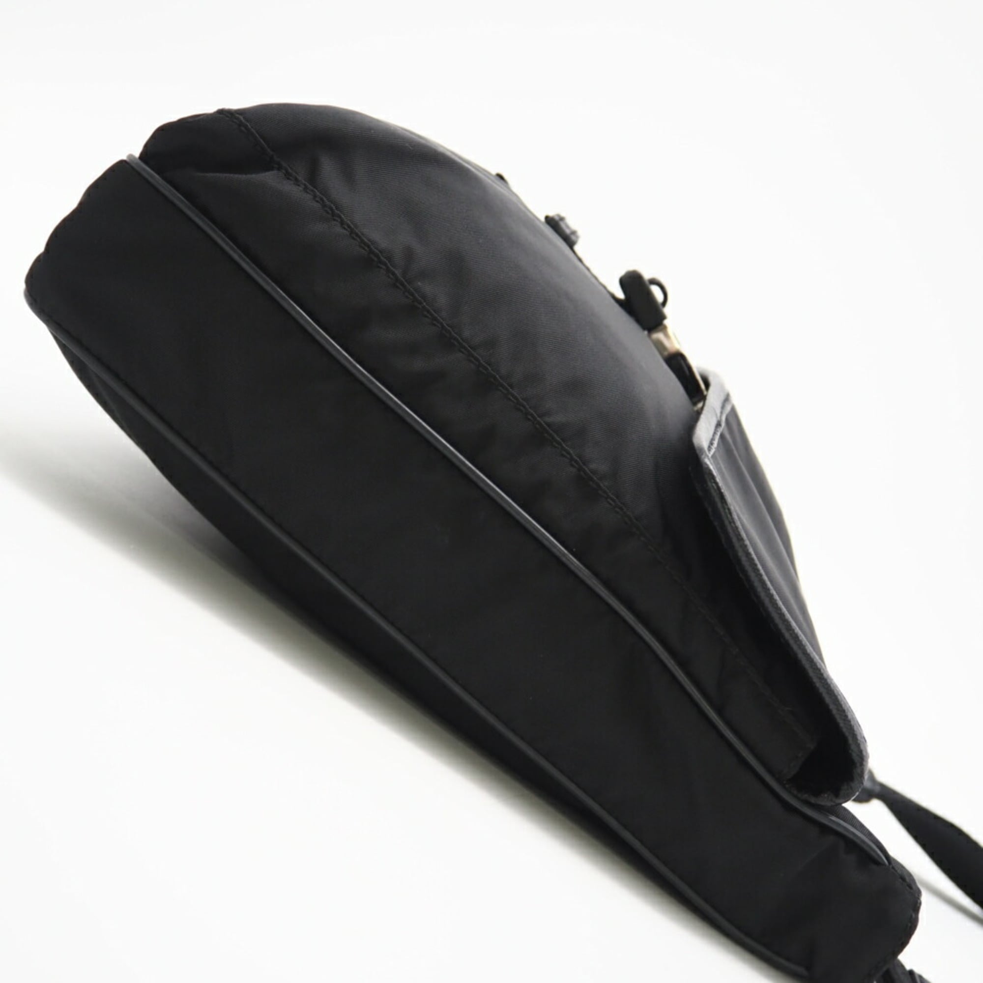 Prada Black Nero Nylon Leather Shoulder Bag (Pre-Owned)