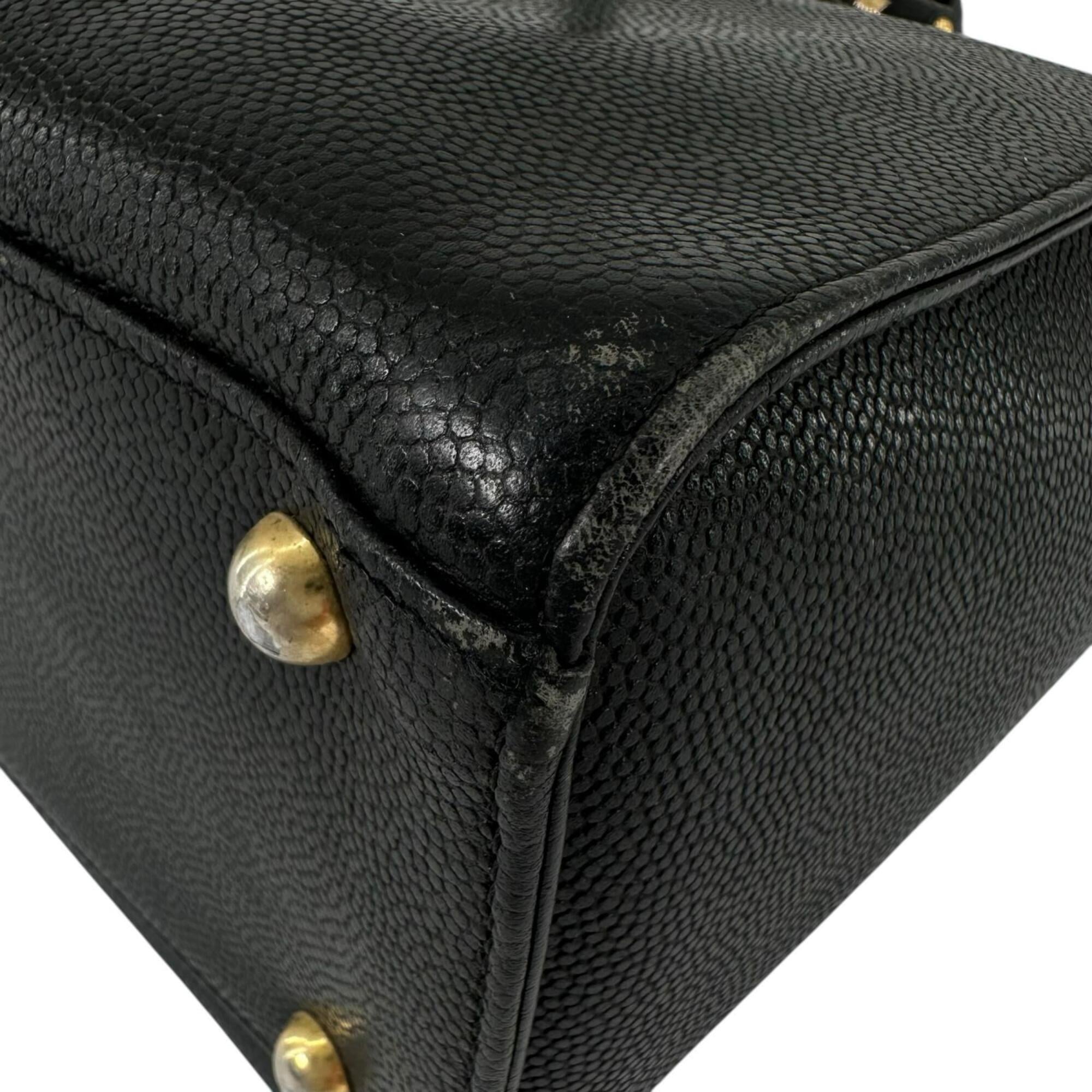 Versace Black Leather Tote Bag (Pre-Owned)