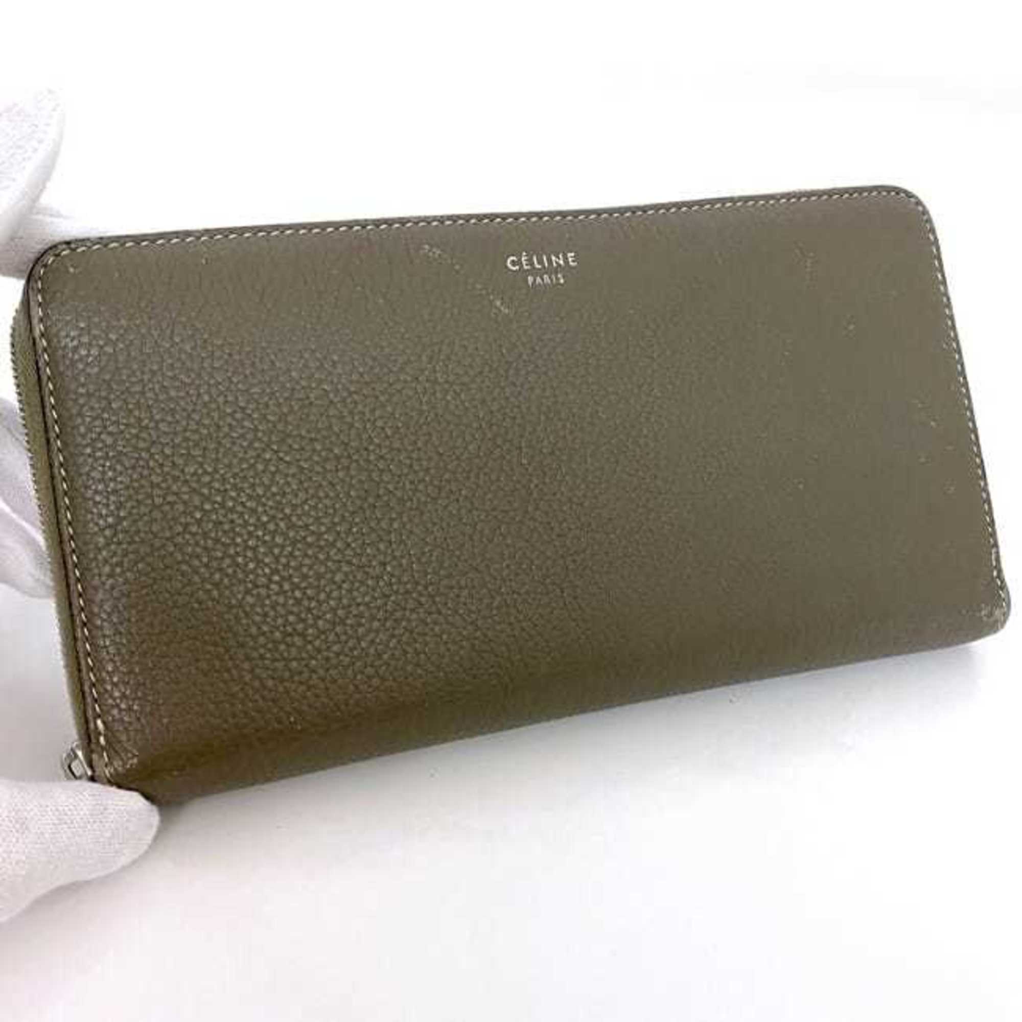 Celine Grayish Leather Long Wallet (Bi-Fold) (Pre-Owned)