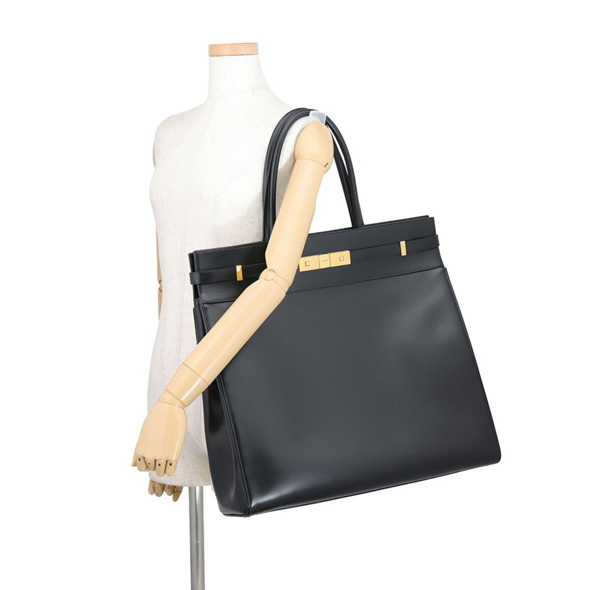 Yves Saint Laurent Black Leather Handbag Tote Bag (Pre-Owned)