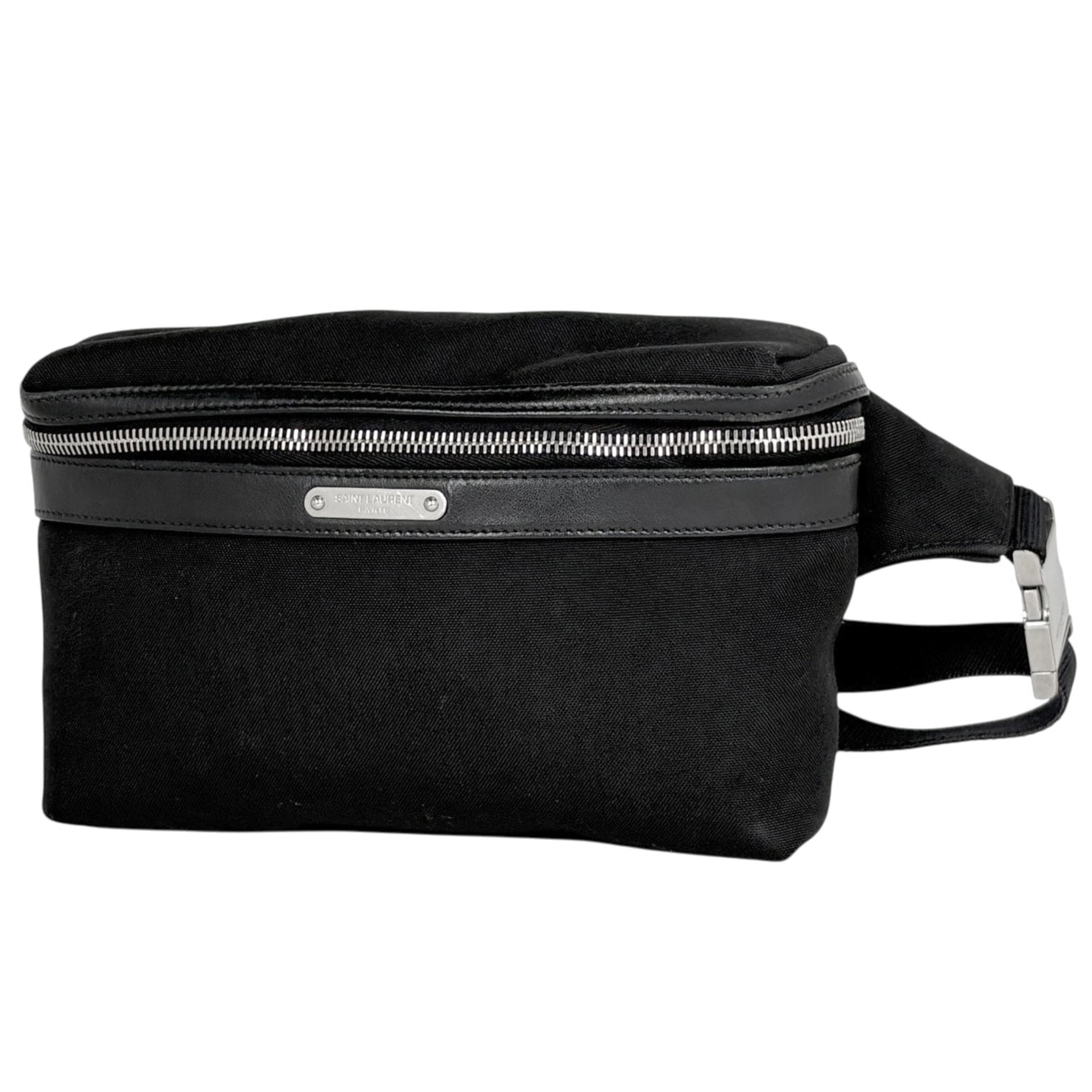 Yves Saint Laurent Black Canvas Leather Sling Bag (Pre-Owned)