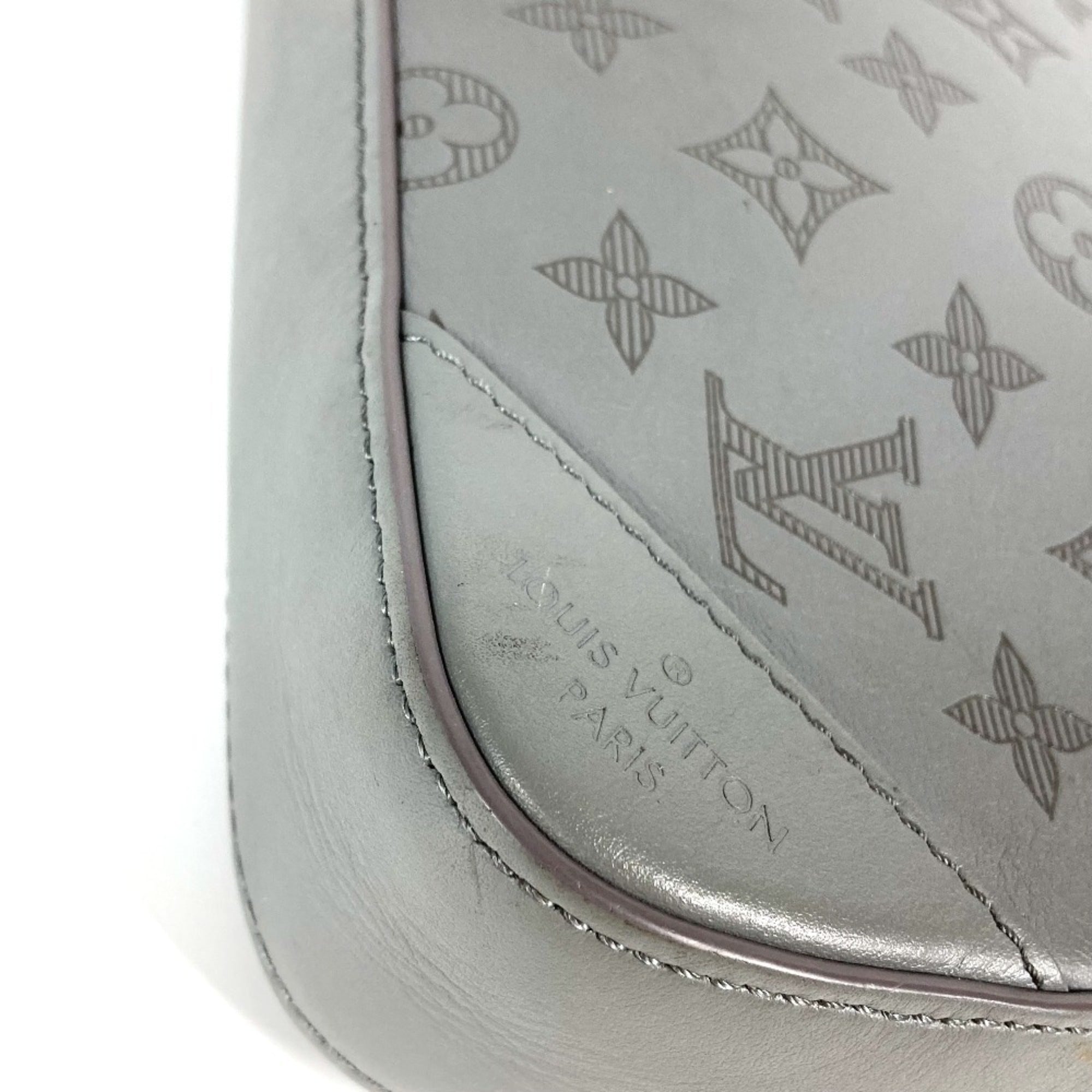 Louis Vuitton Gray Monogram Shadow Clutch Bag Shoulder Bag (Pre-Owned)