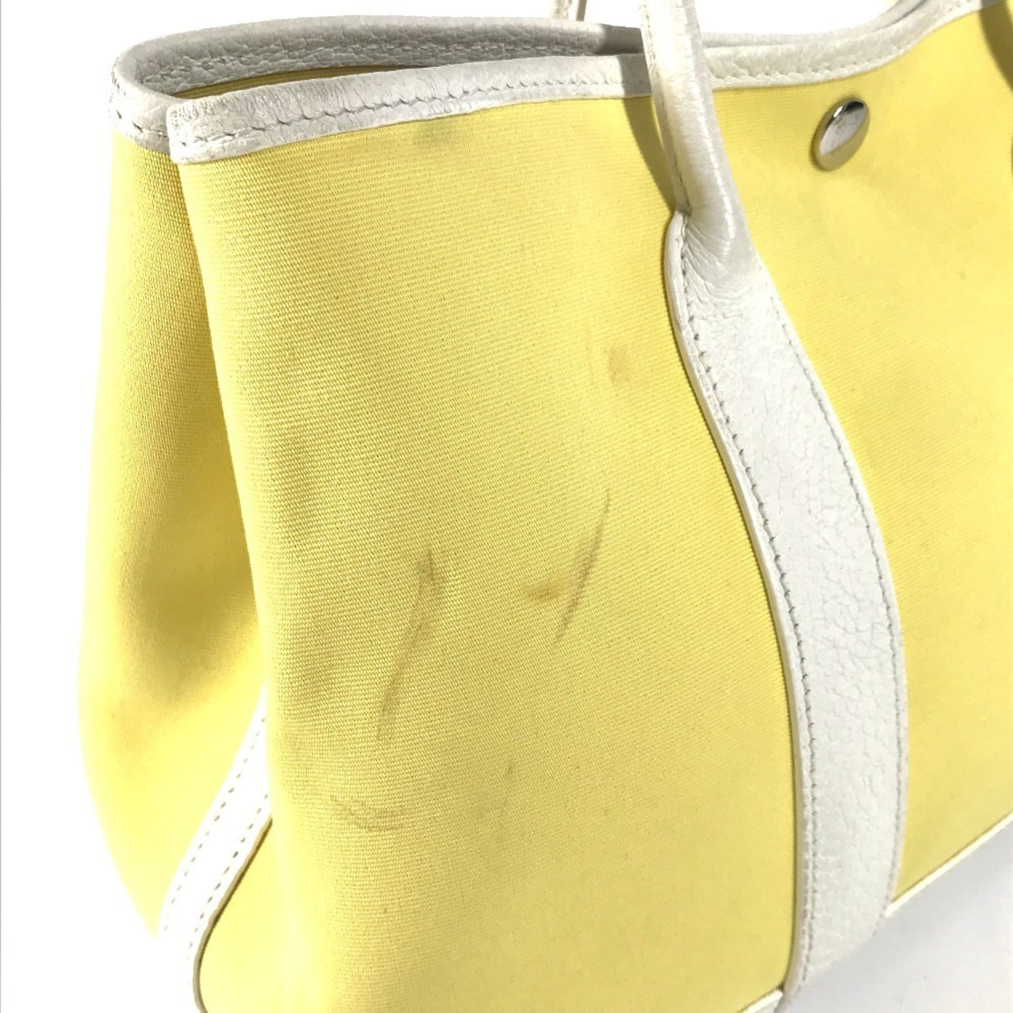 Hermes White Yellow Toile H Handbag Tote Bag (Pre-Owned)