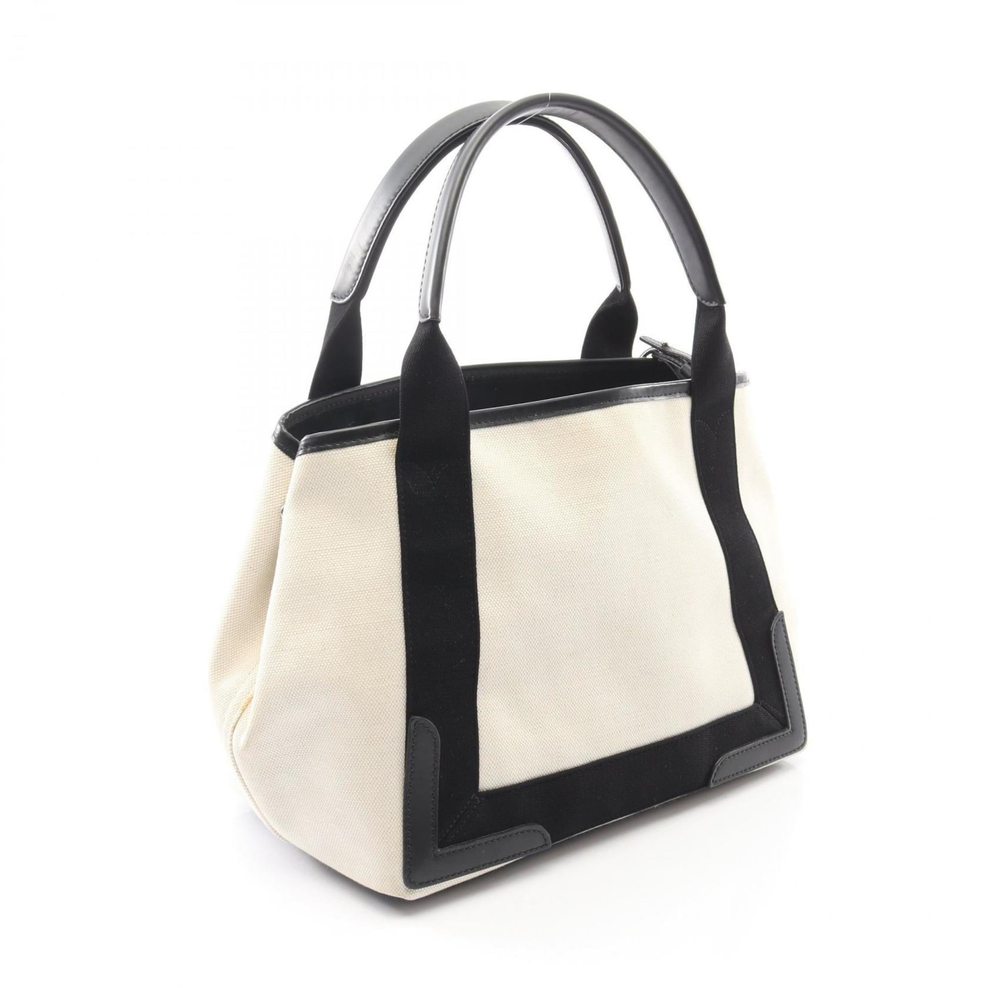 Balenciaga Black Ivory Canvas Leather Handbag Pouch Tote Bag (Pre-Owned)