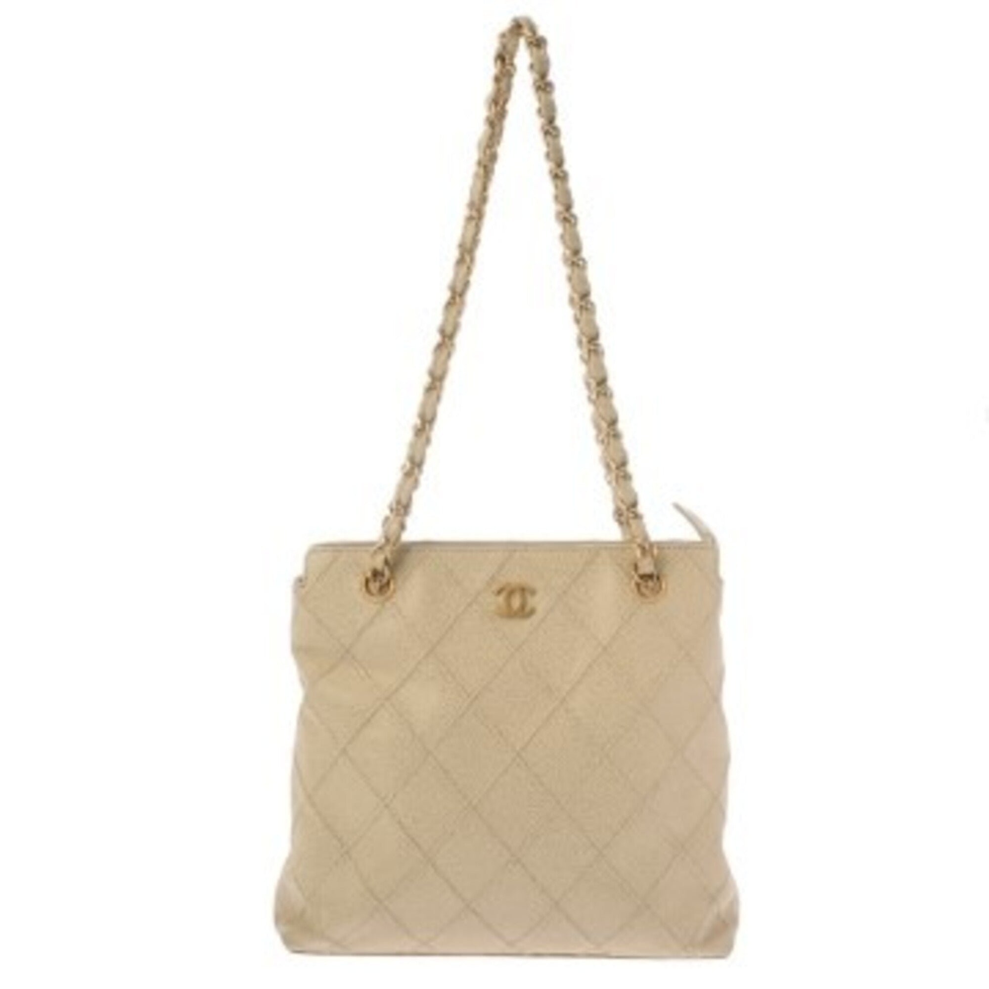 Chanel Beige Grained Calfskin Shoulder Bag (Pre-Owned)
