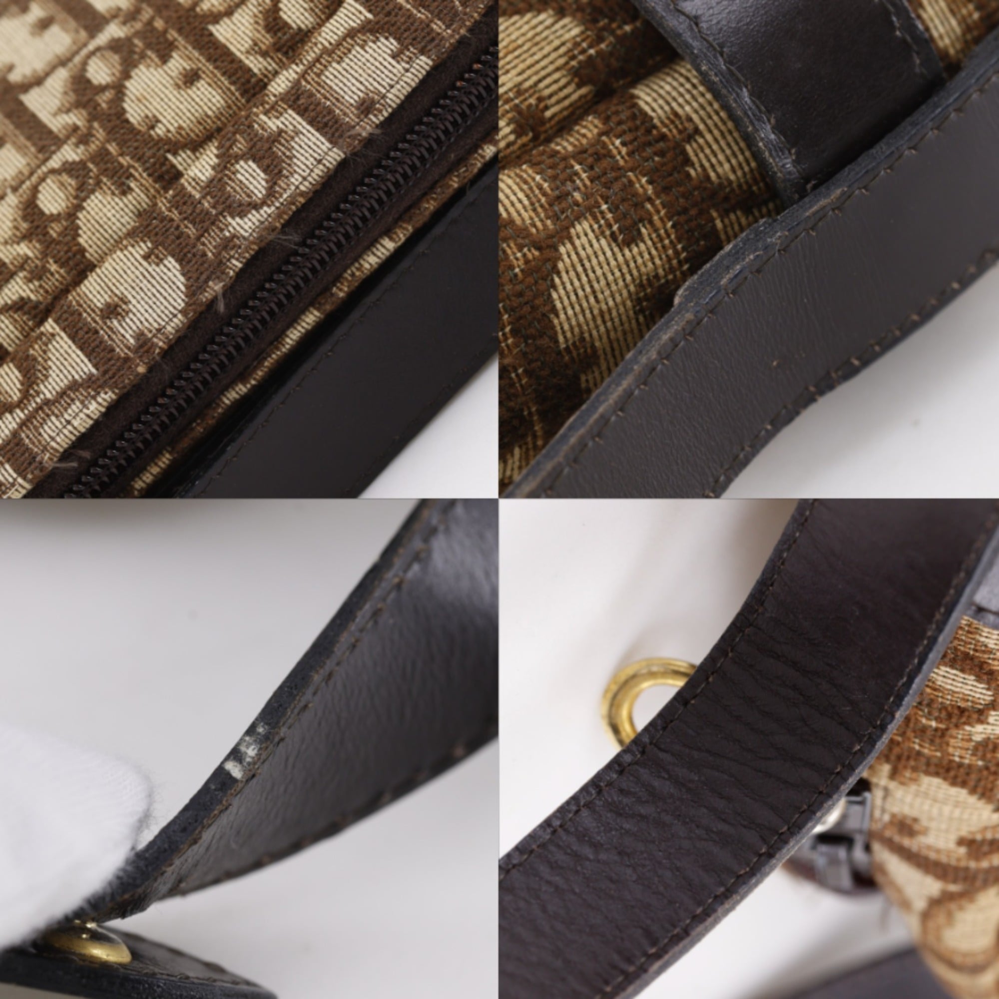 Christian Dior Trotter Brown Canvas Shoulder Bag (Pre-Owned)