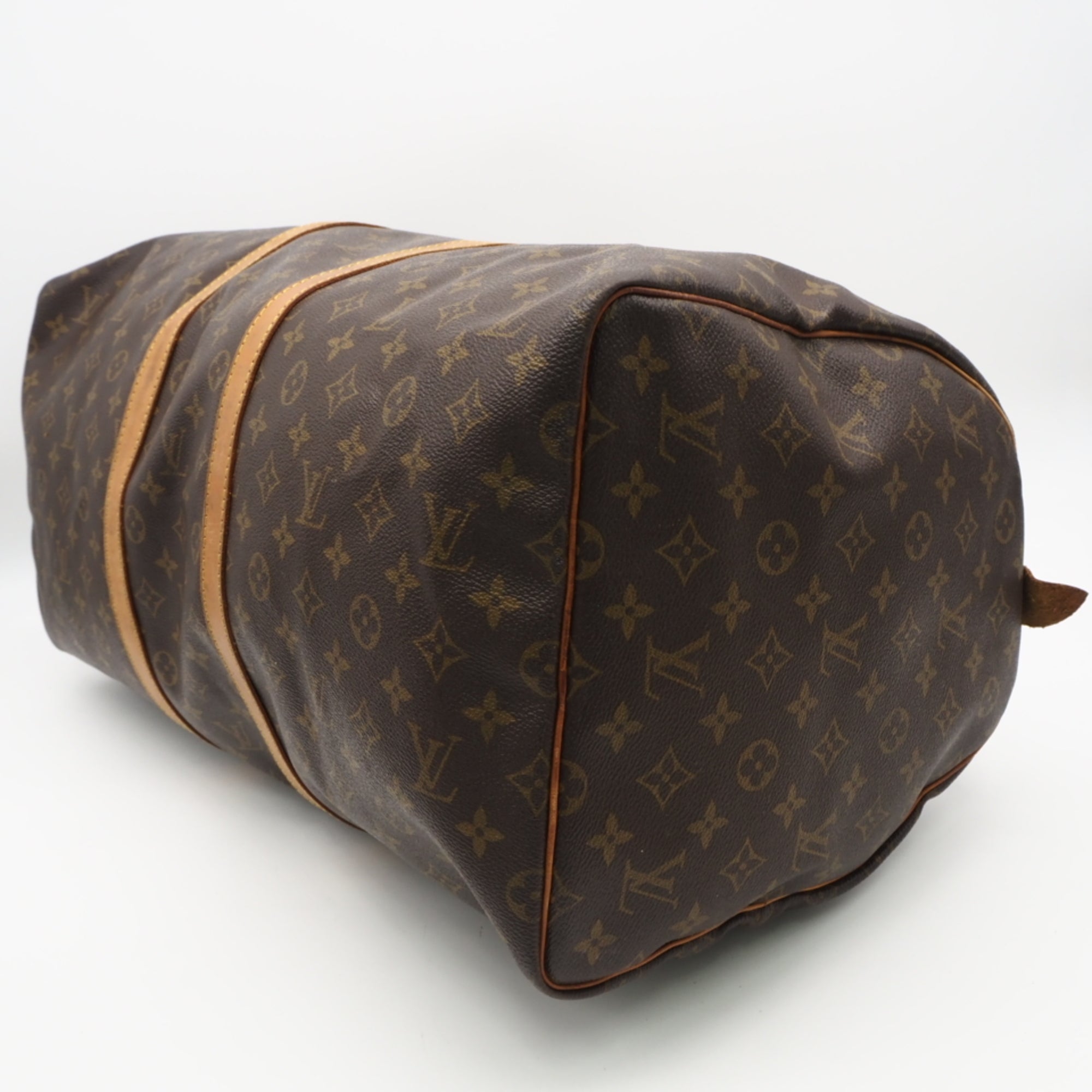 Louis Vuitton Monogram Beige Brown Coated Canvas Leather Boston Bag (Pre-Owned)