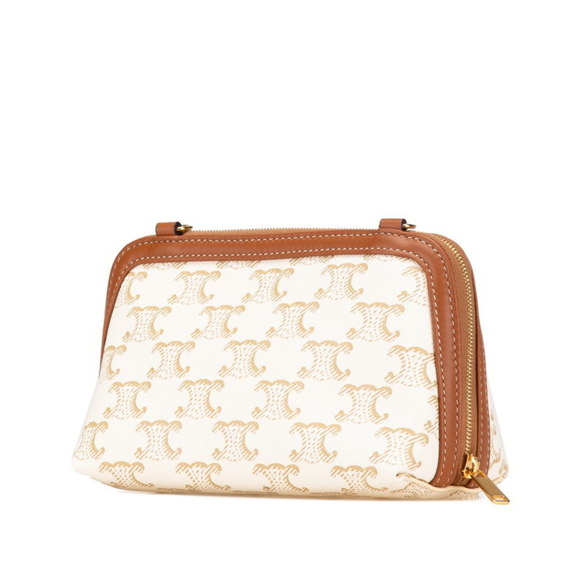 Celine Brown White Pvc Leather Shoulder Bag (Pre-Owned)