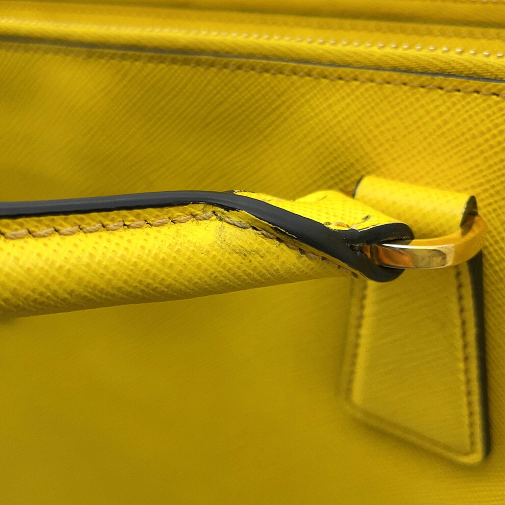Prada Saffiano Yellow Leather Handbag (Pre-Owned)