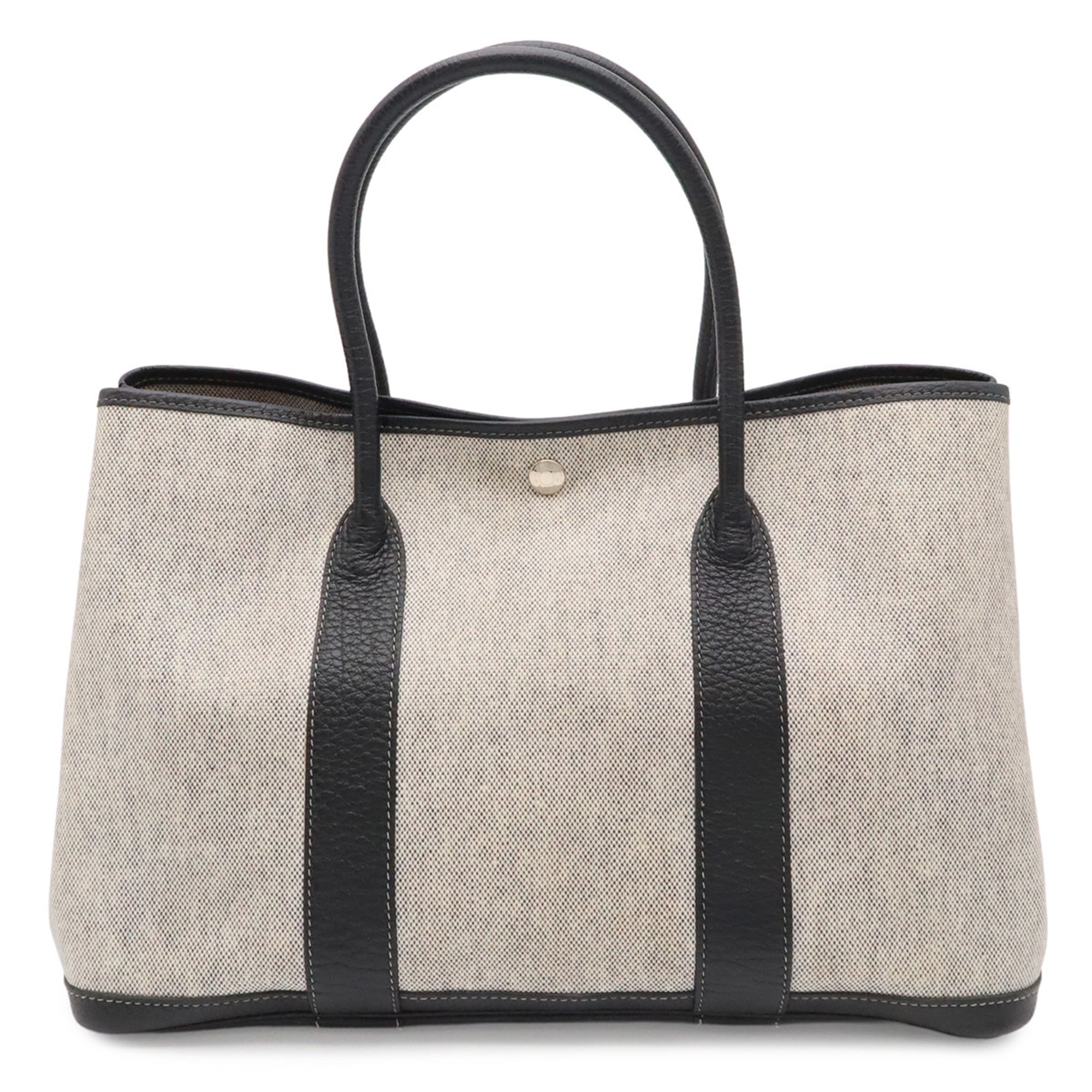 Hermes Black Gray Toile H Handbag Shoulder Bag Tote Bag (Pre-Owned)