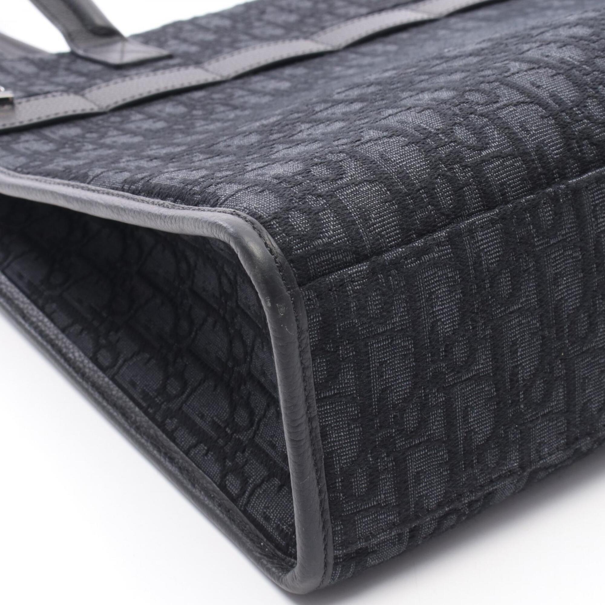 Christian Dior Black Canvas Leather Handbag Tote Bag (Pre-Owned)