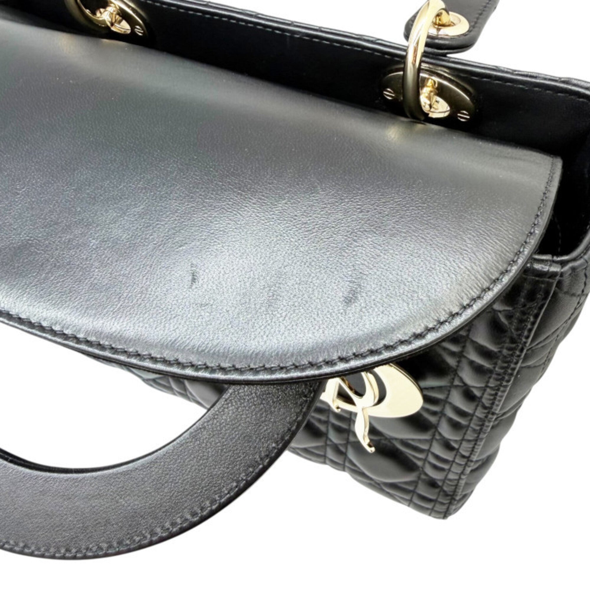 Christian Dior Black Leather Handbag Shoulder Bag (Pre-Owned)