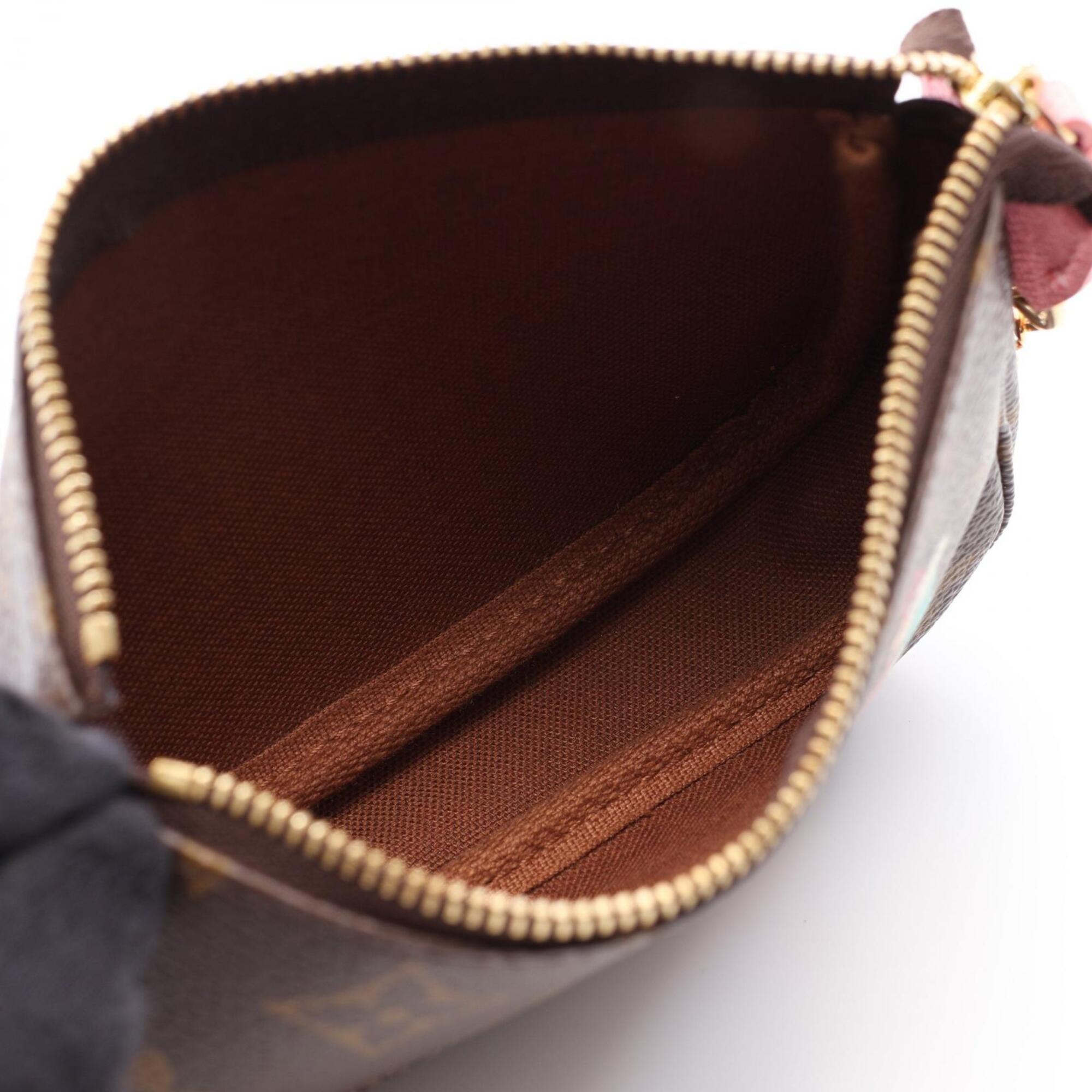 Louis Vuitton Brown Multi-Color Pink Coated Canvas Leather Handbag Pochette (Pre-Owned)