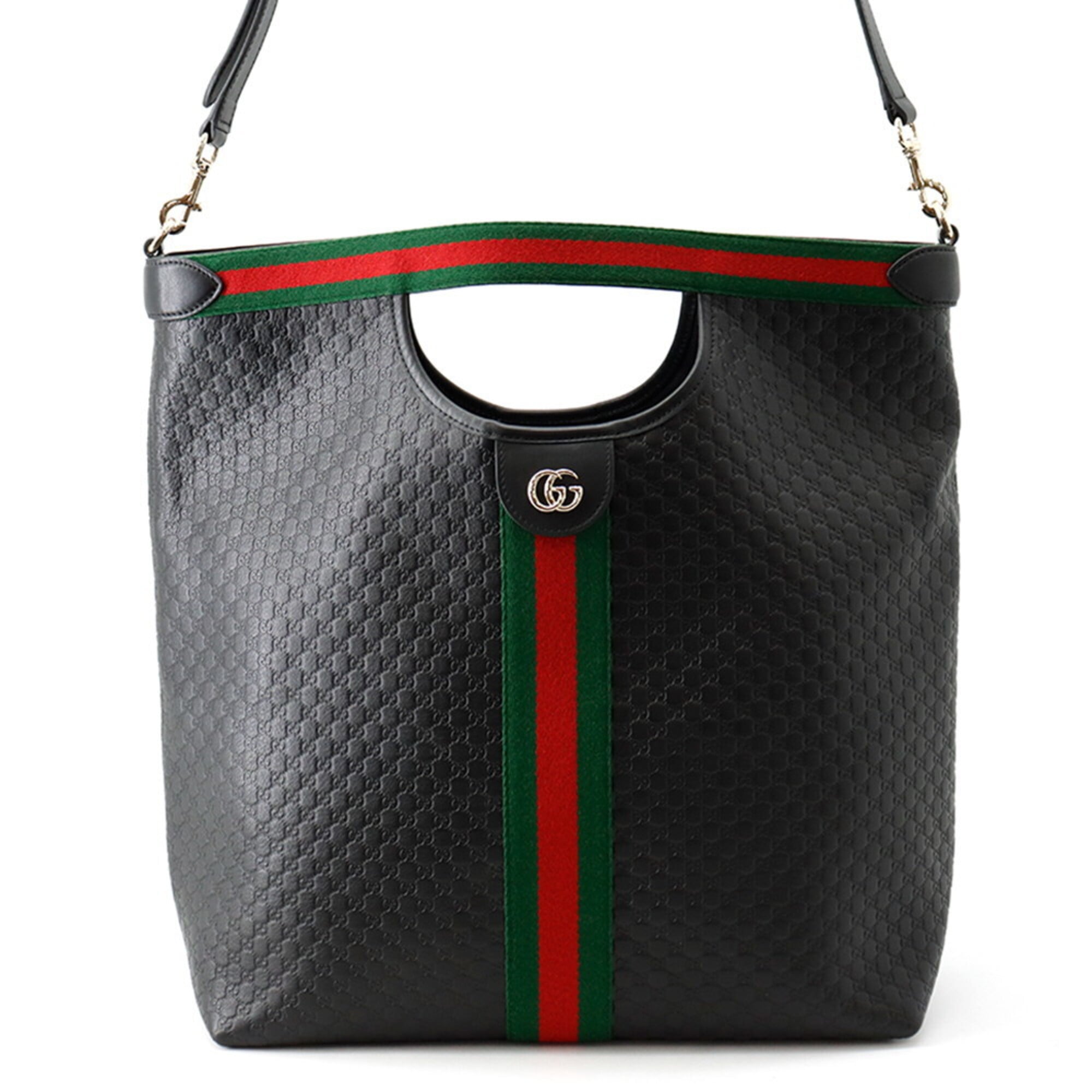Gucci Black Leather Handbag Tote Bag (Pre-Owned)