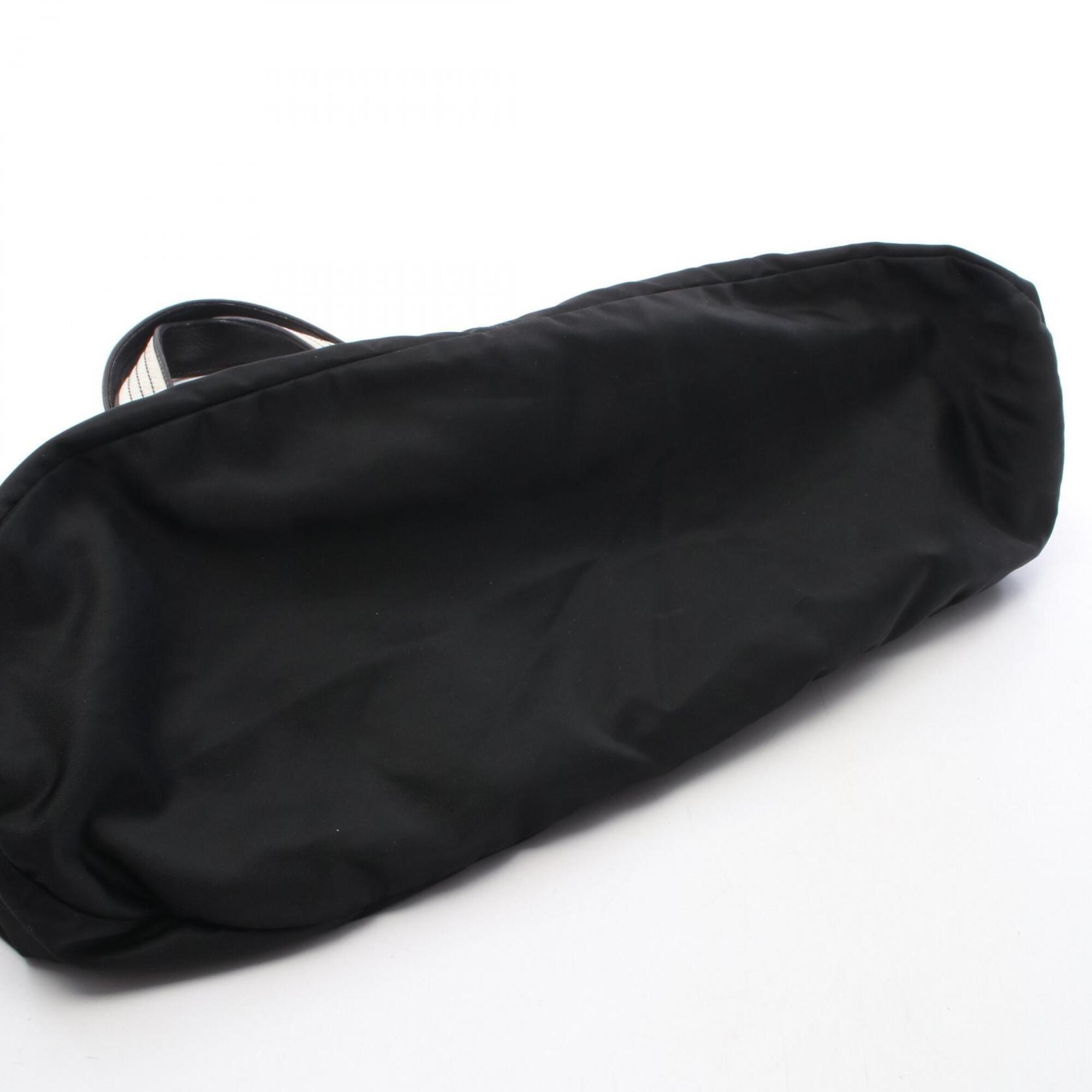 Prada Black Nylon Leather Handbag Tote Bag (Pre-Owned)