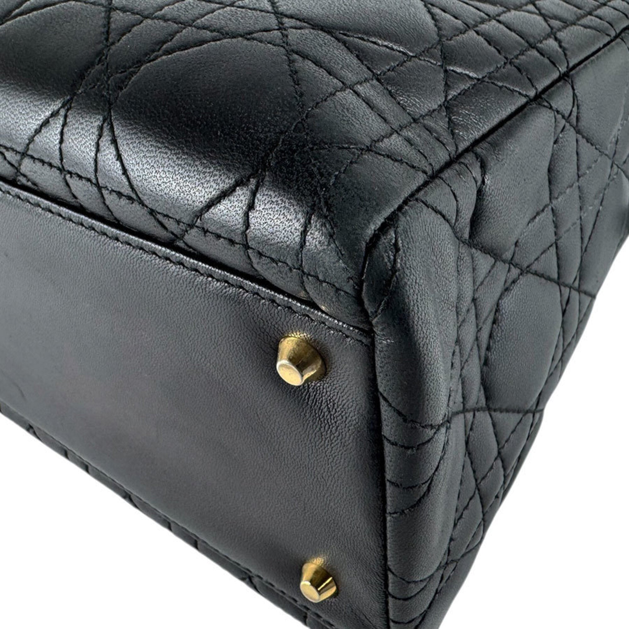 Christian Dior Black Leather Handbag Shoulder Bag (Pre-Owned)