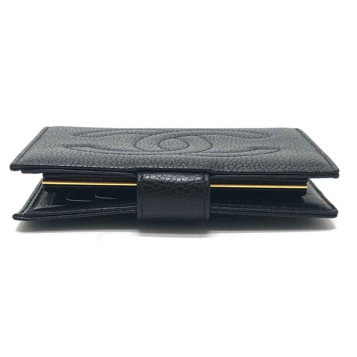 Chanel Black Grained Calfskin Long Wallet (Bi-Fold) (Pre-Owned)