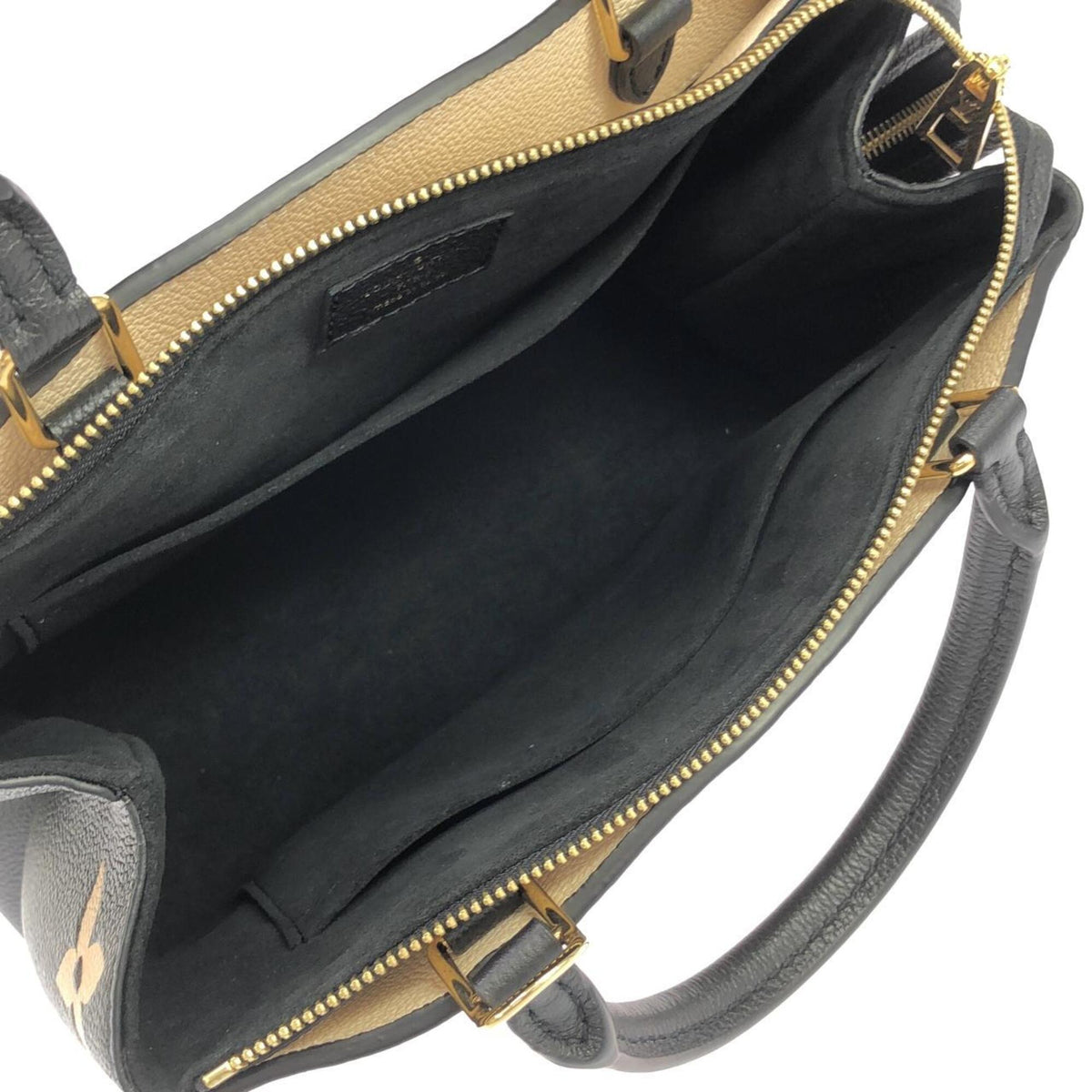 Louis Vuitton Beige Black Leather Handbag (Pre-Owned)