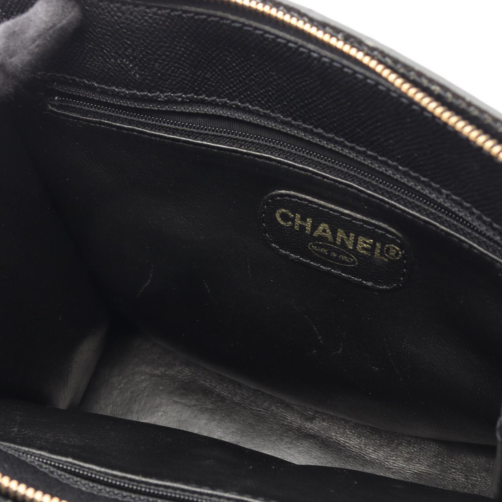 Chanel Black Grained Calfskin Handbag Tote Bag (Pre-Owned)