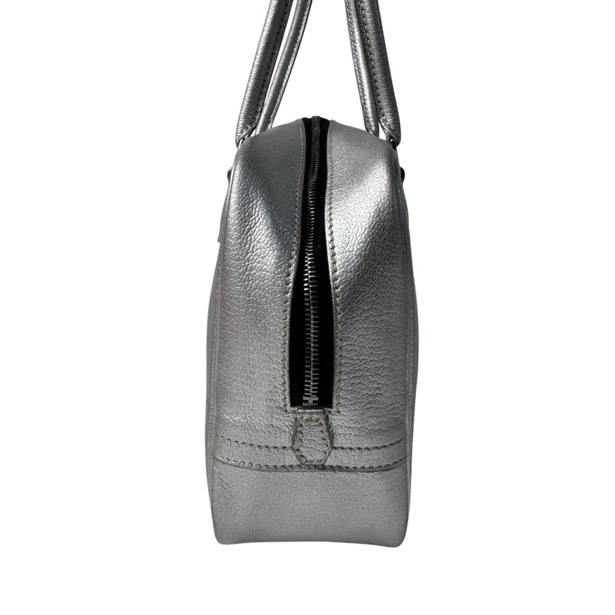 Hermes Silver Leather Handbag (Pre-Owned)