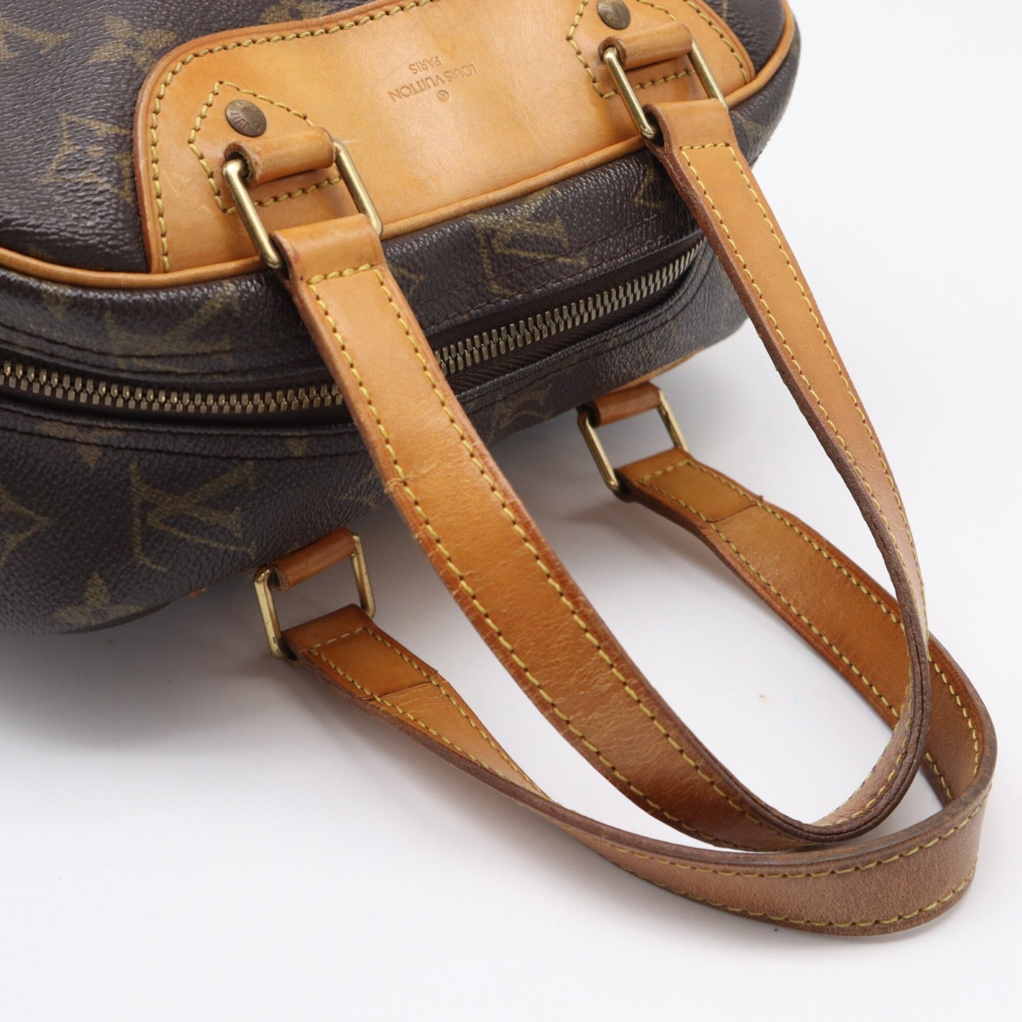 Louis Vuitton Beige Brown Monogram Coated Canvas Leather Handbag (Pre-Owned)