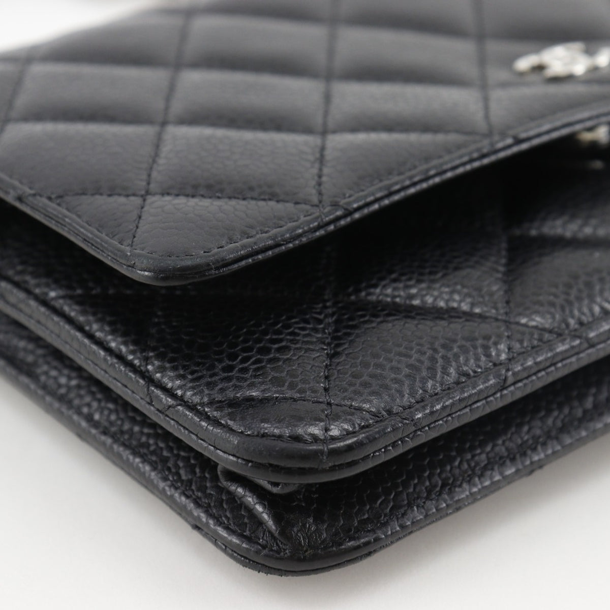 Chanel Black Grained Calfskin Chain/Shoulder Wallet (Pre-Owned)