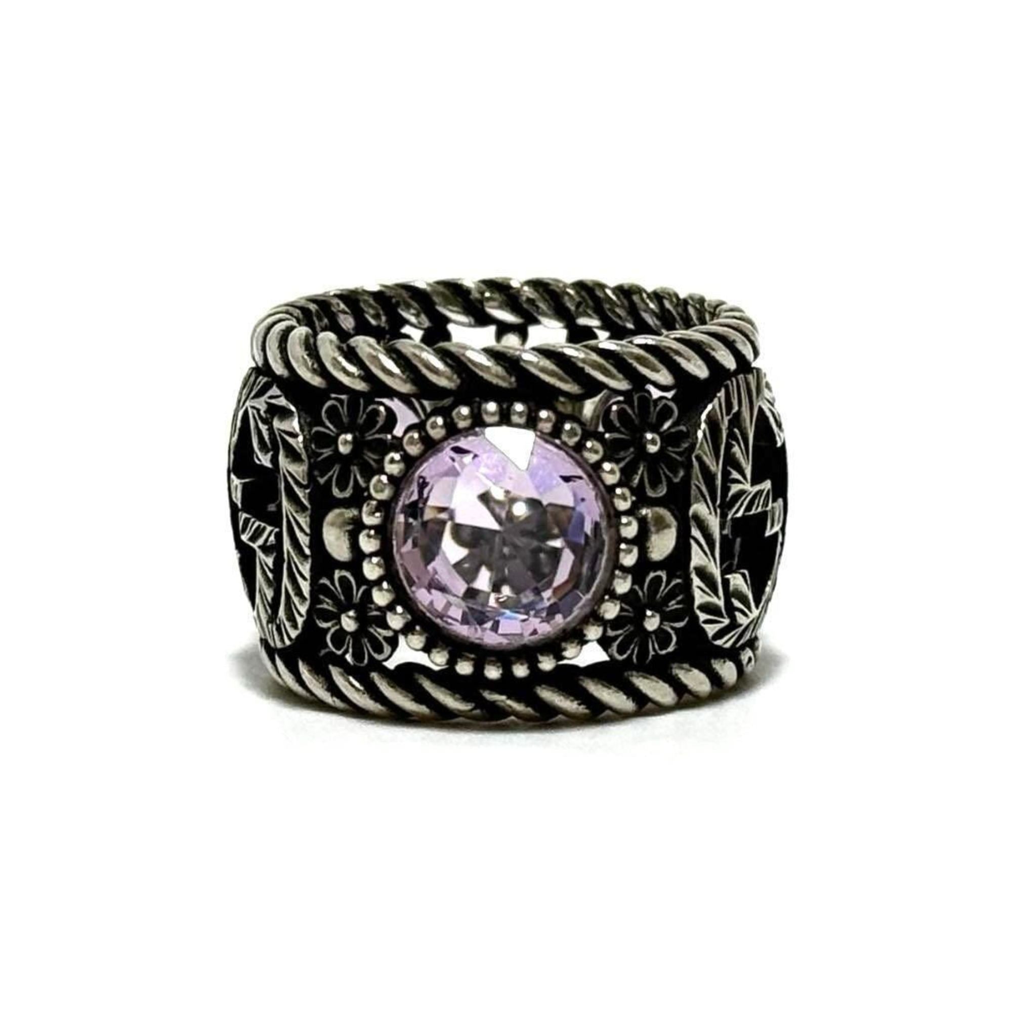 Gucci Silver Rhinestone Silver 925 Band Ring (Pre-Owned)