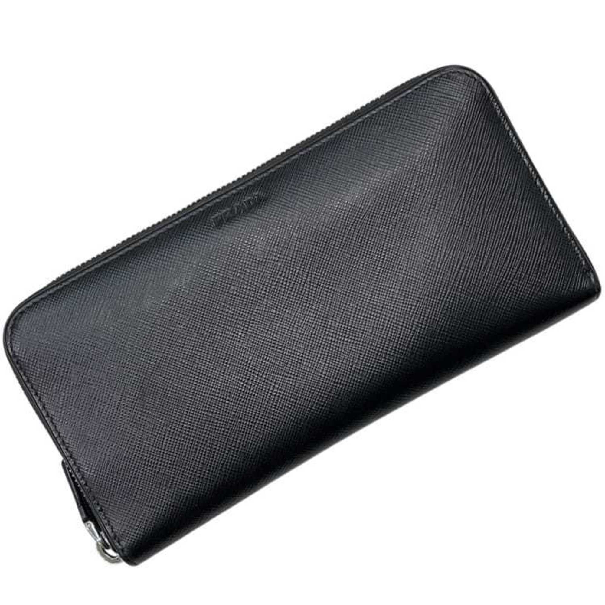 Prada Black Nero Saffiano Long Wallet (Bi-Fold) (Pre-Owned)