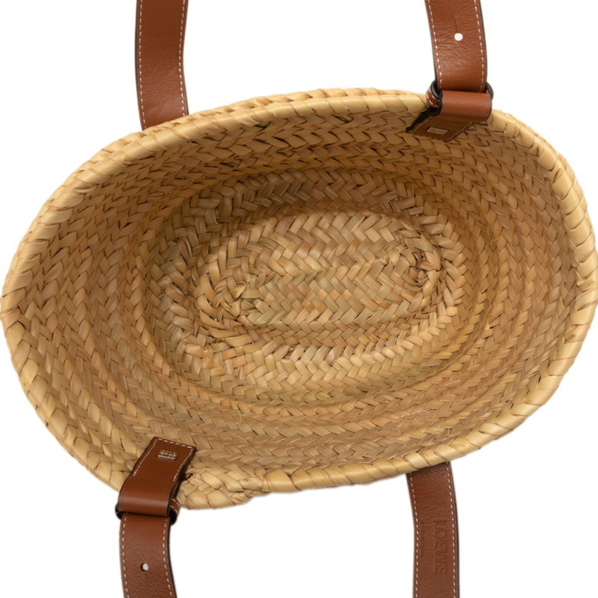 Loewe Brown Raffia Leather Basket Handbag (Pre-Owned)