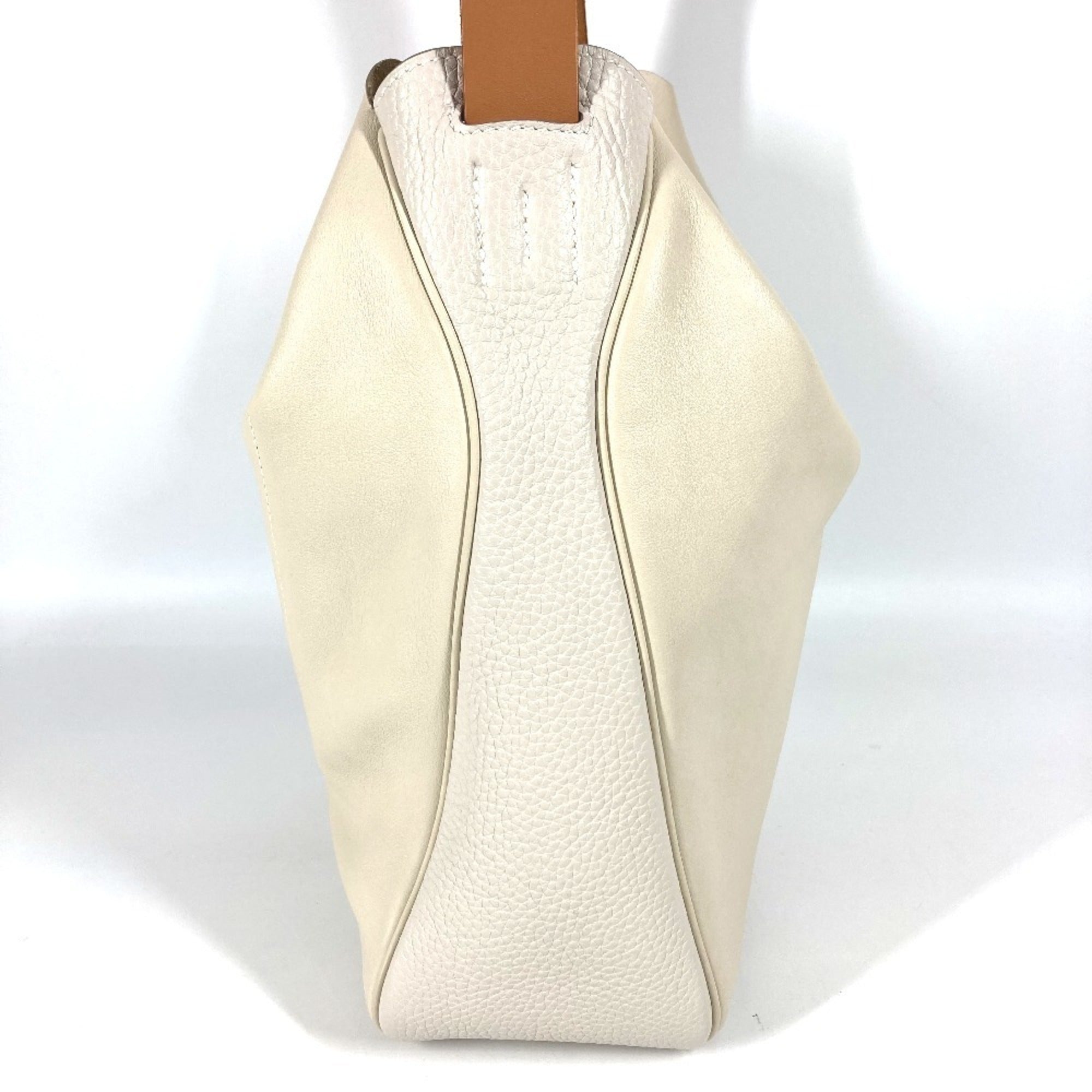 Hermes Brown Ivory Leather Shoulder Bag Tote Bag (Pre-Owned)
