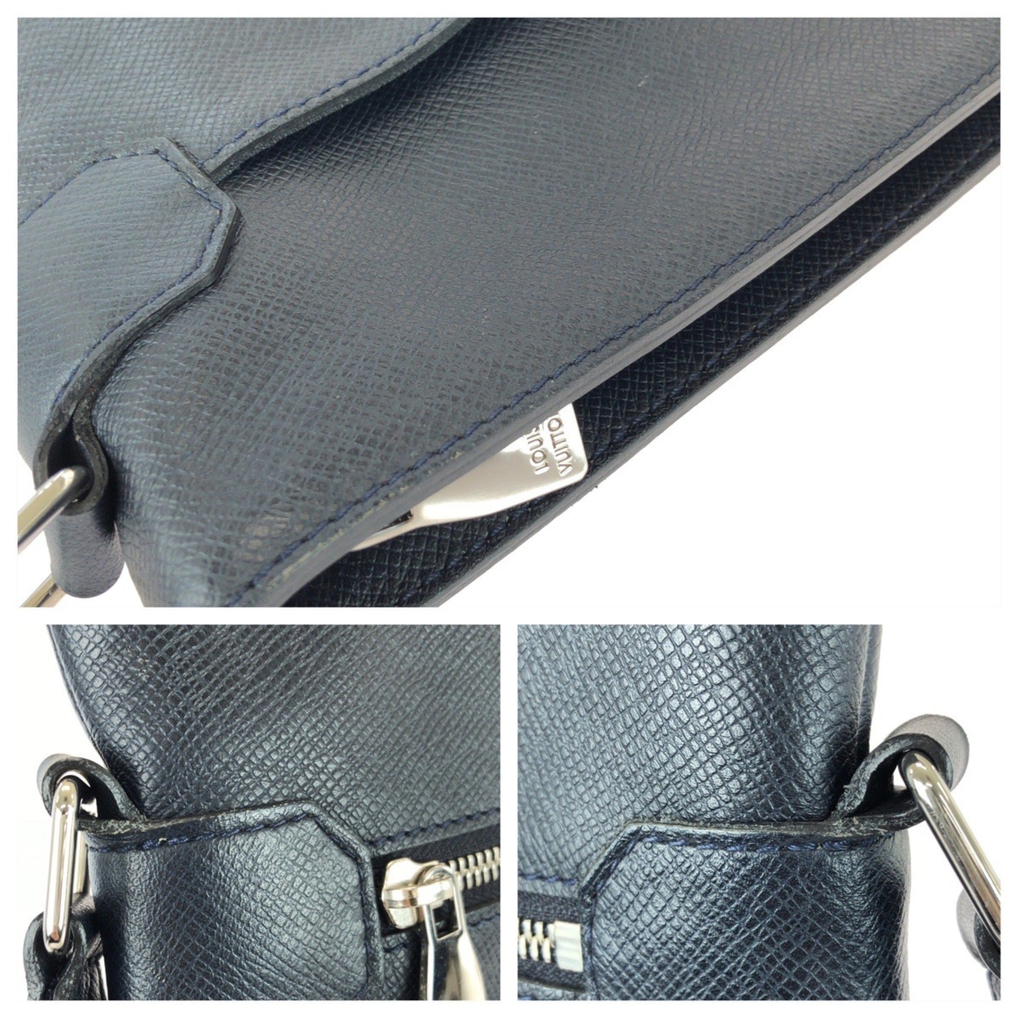 Louis Vuitton Navy Taiga Leather Messenger Bag Shoulder Bag (Pre-Owned)