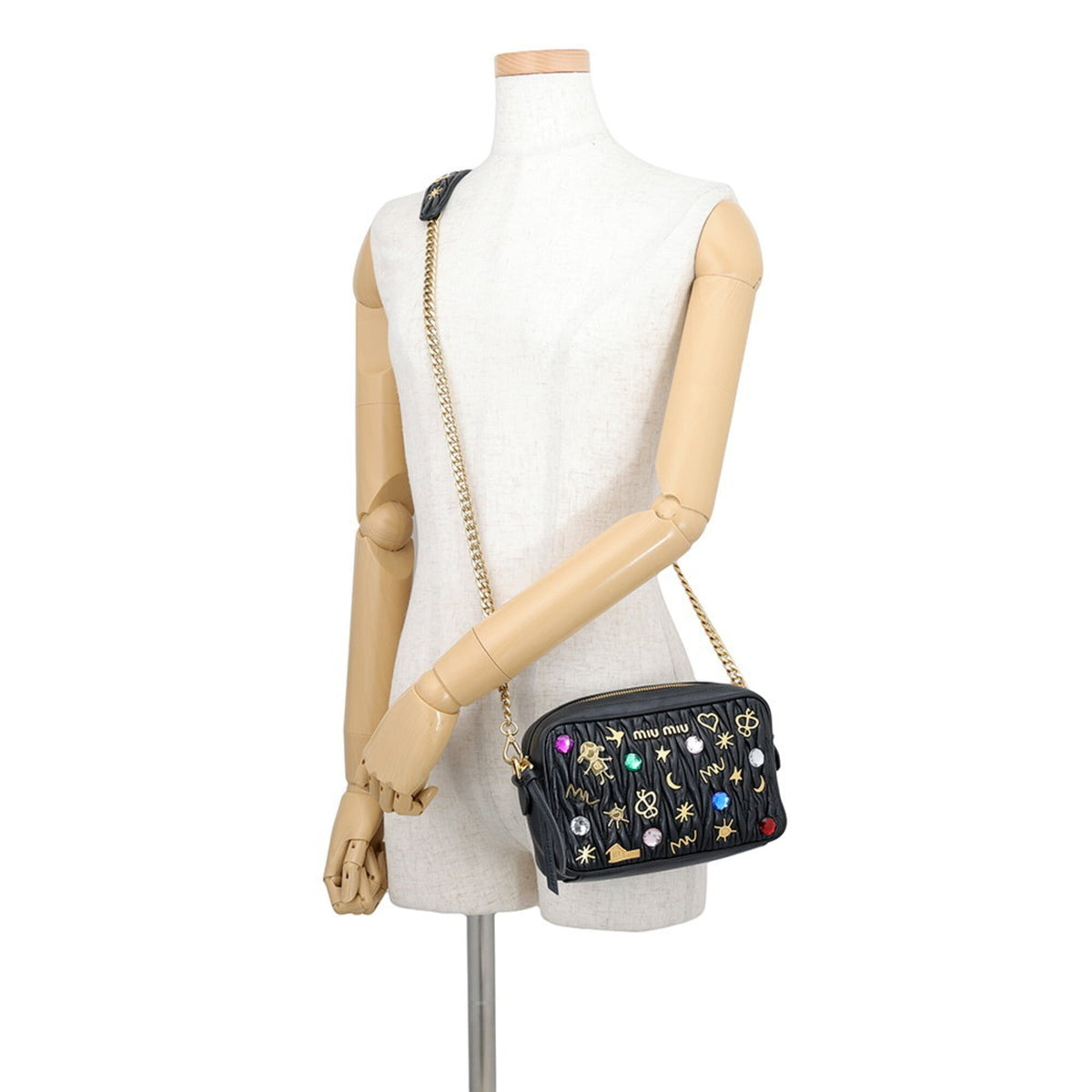 Miu Miu Matelasse Black Leather Handbag Shoulder Bag (Pre-Owned)