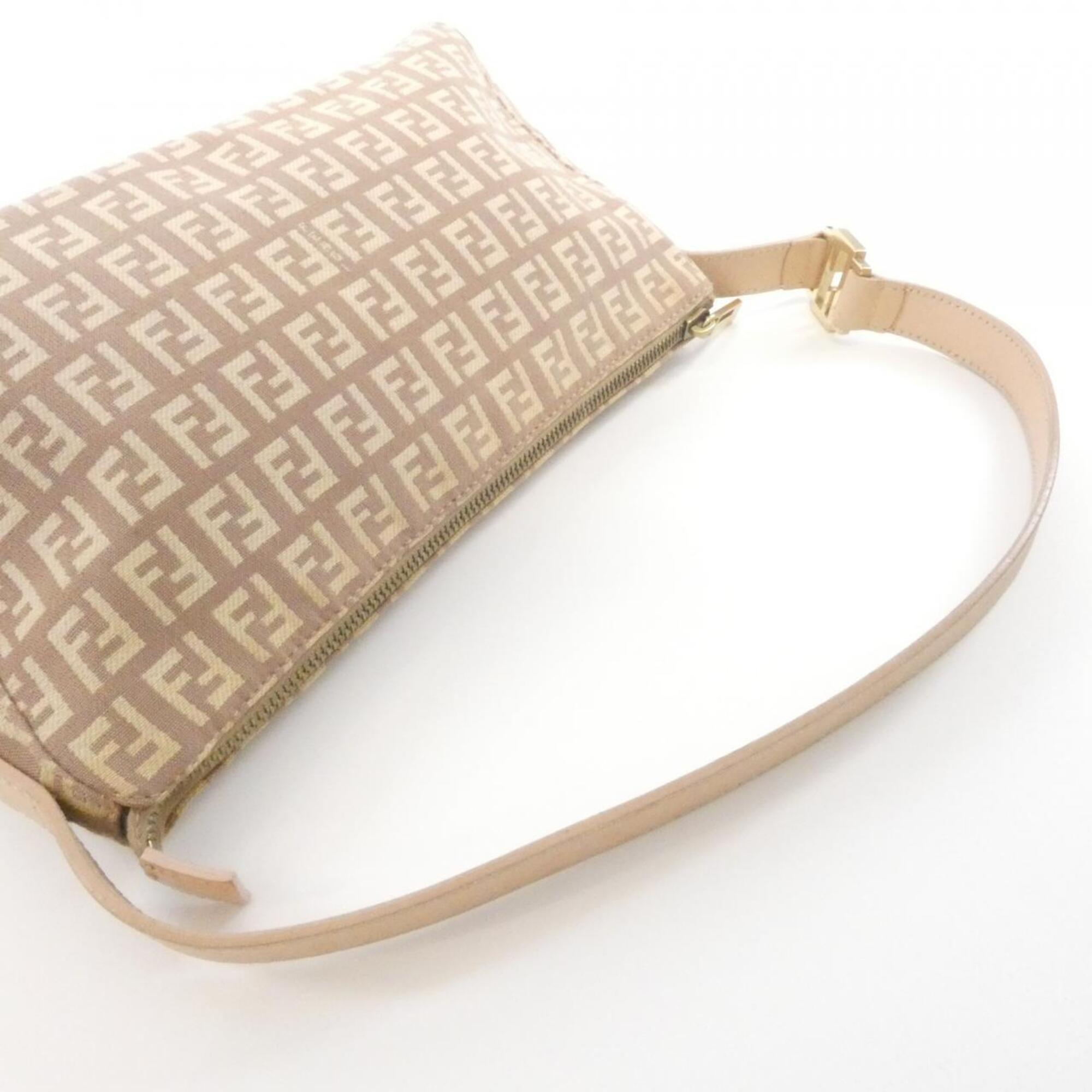 Fendi Beige Canvas Shoulder Bag (Pre-Owned)