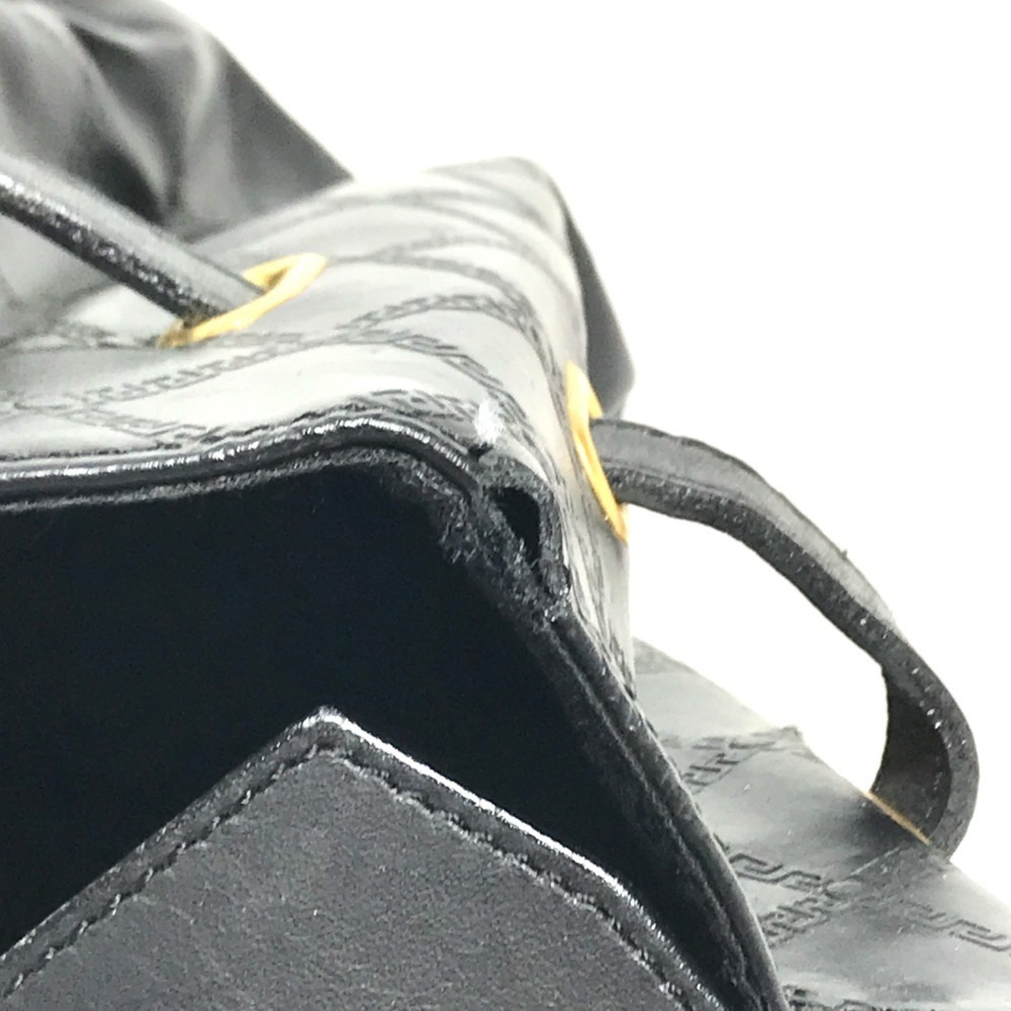 Versace Black Leather Boston Bag Handbag (Pre-Owned)