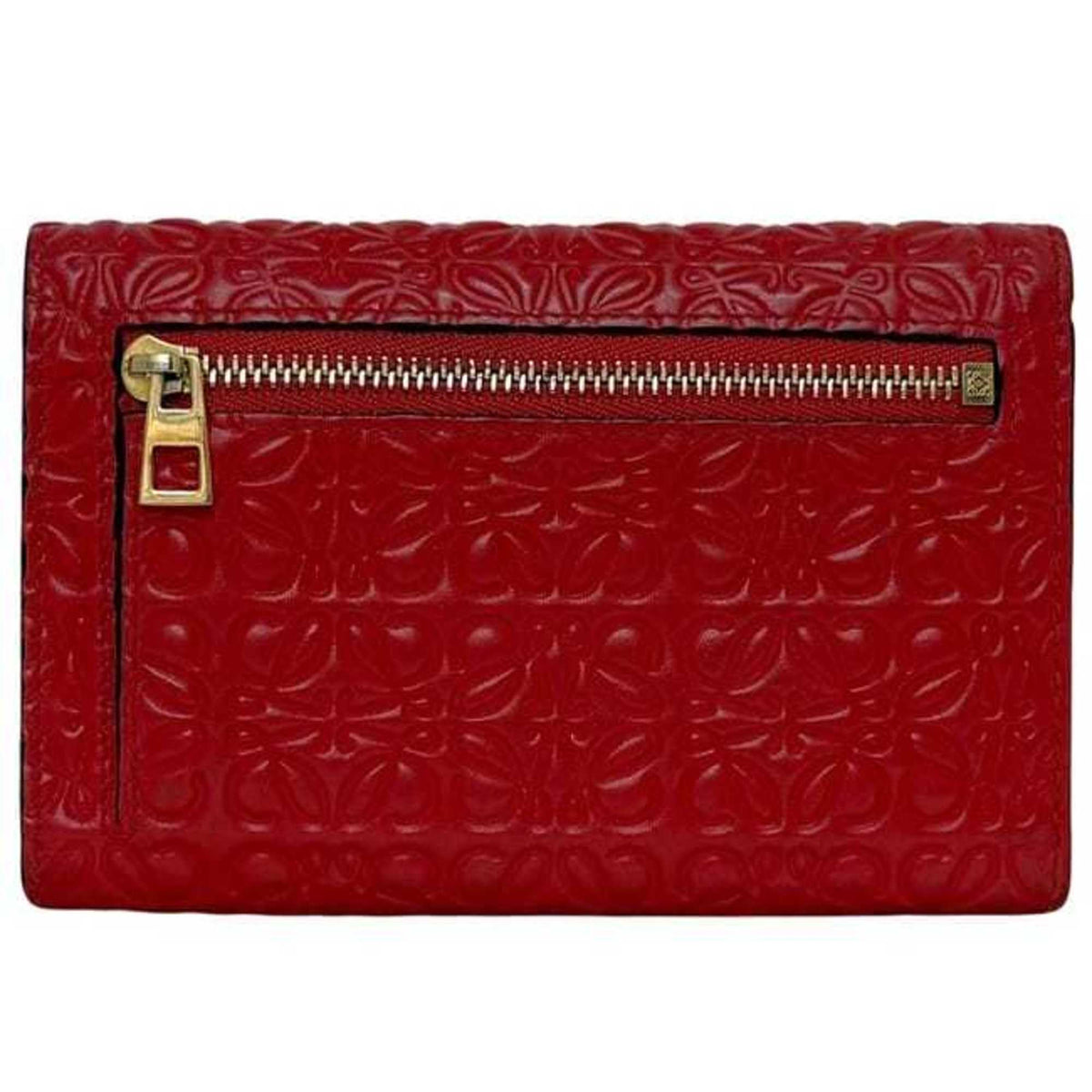 Loewe Repeat Red Color Leather Wallet (Bi-Fold) (Pre-Owned)