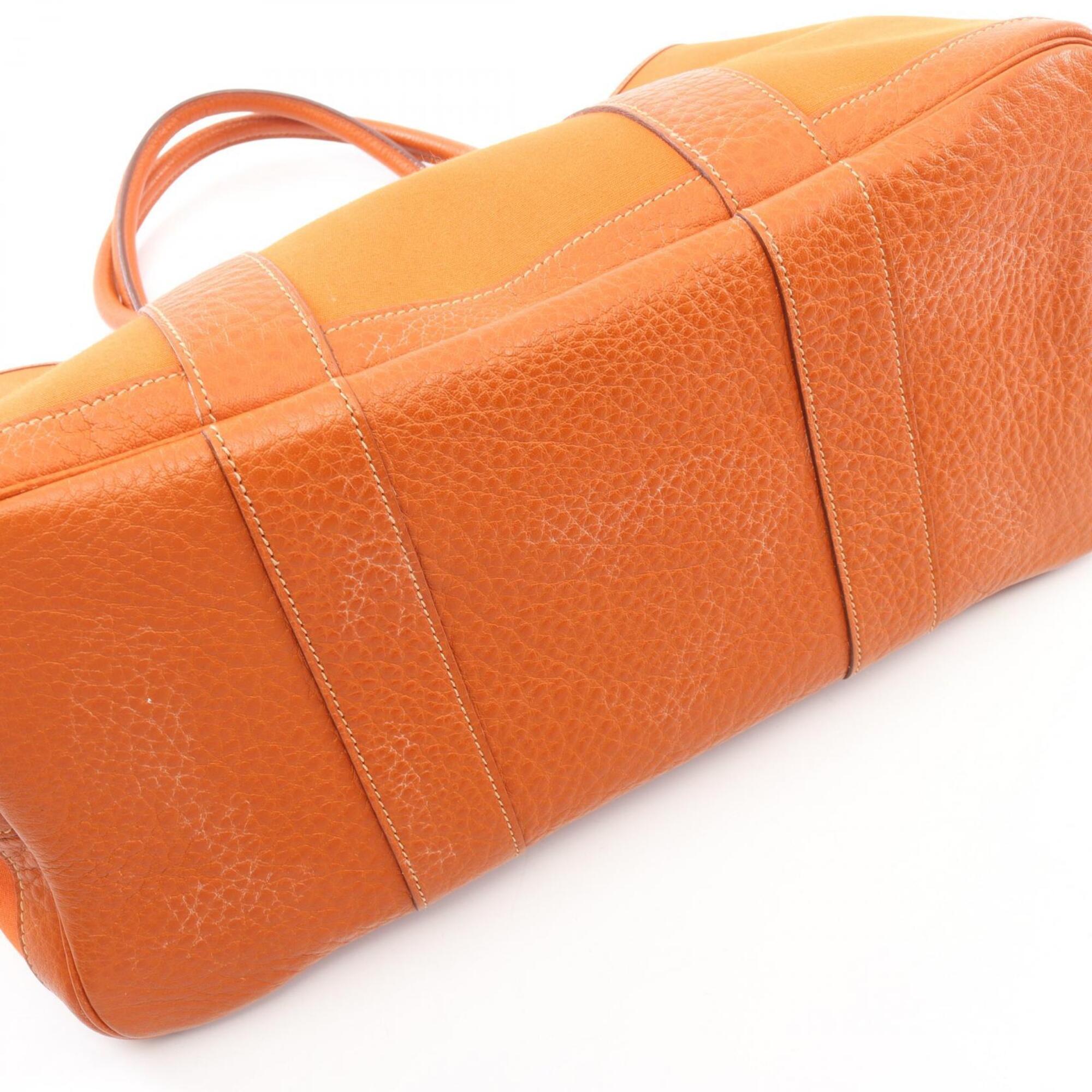 Hermes Brown Buffalo Leather Toile Officier Handbag Tote Bag (Pre-Owned)