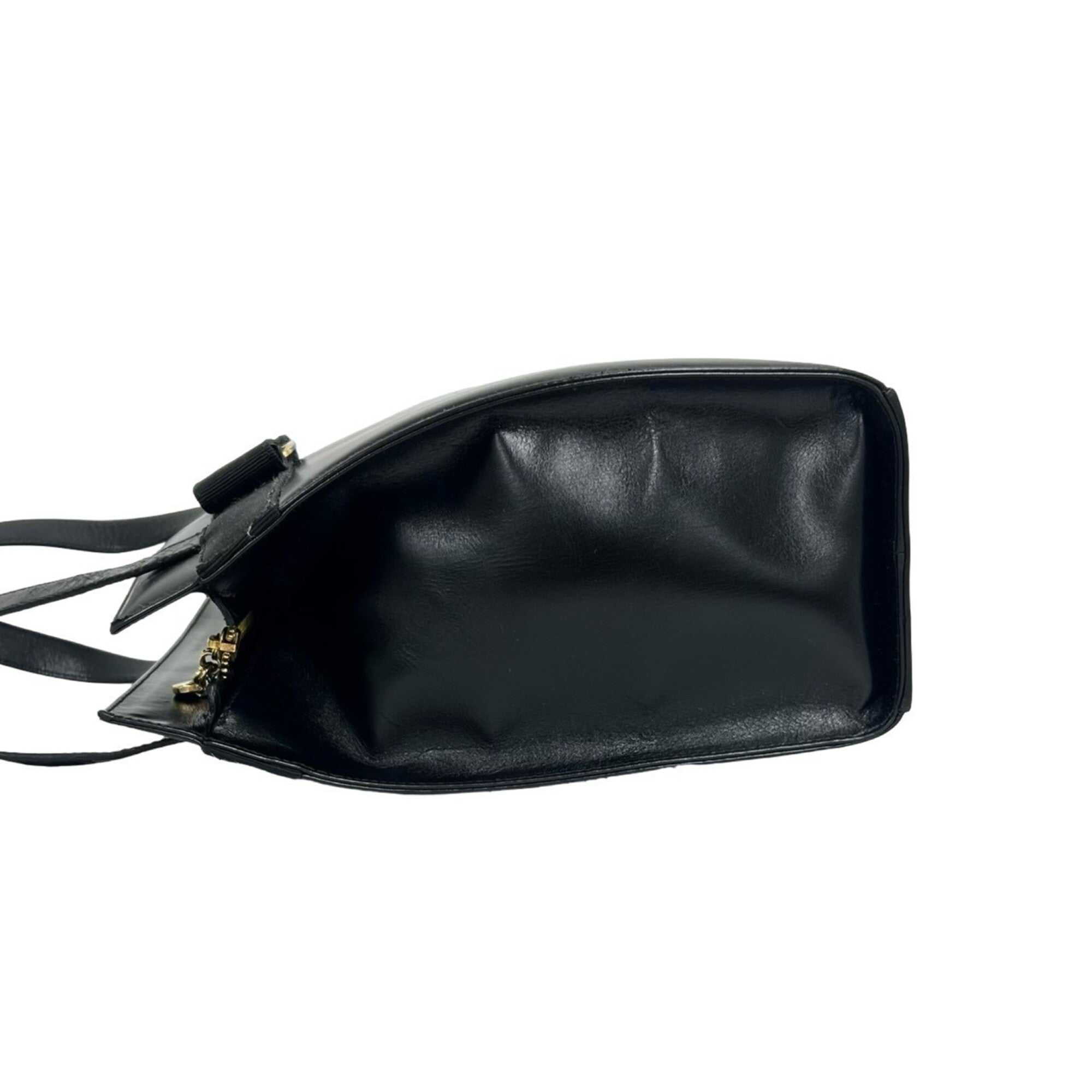 Salvatore Ferragamo Black Leather Shoulder Bag Tote Bag (Pre-Owned)