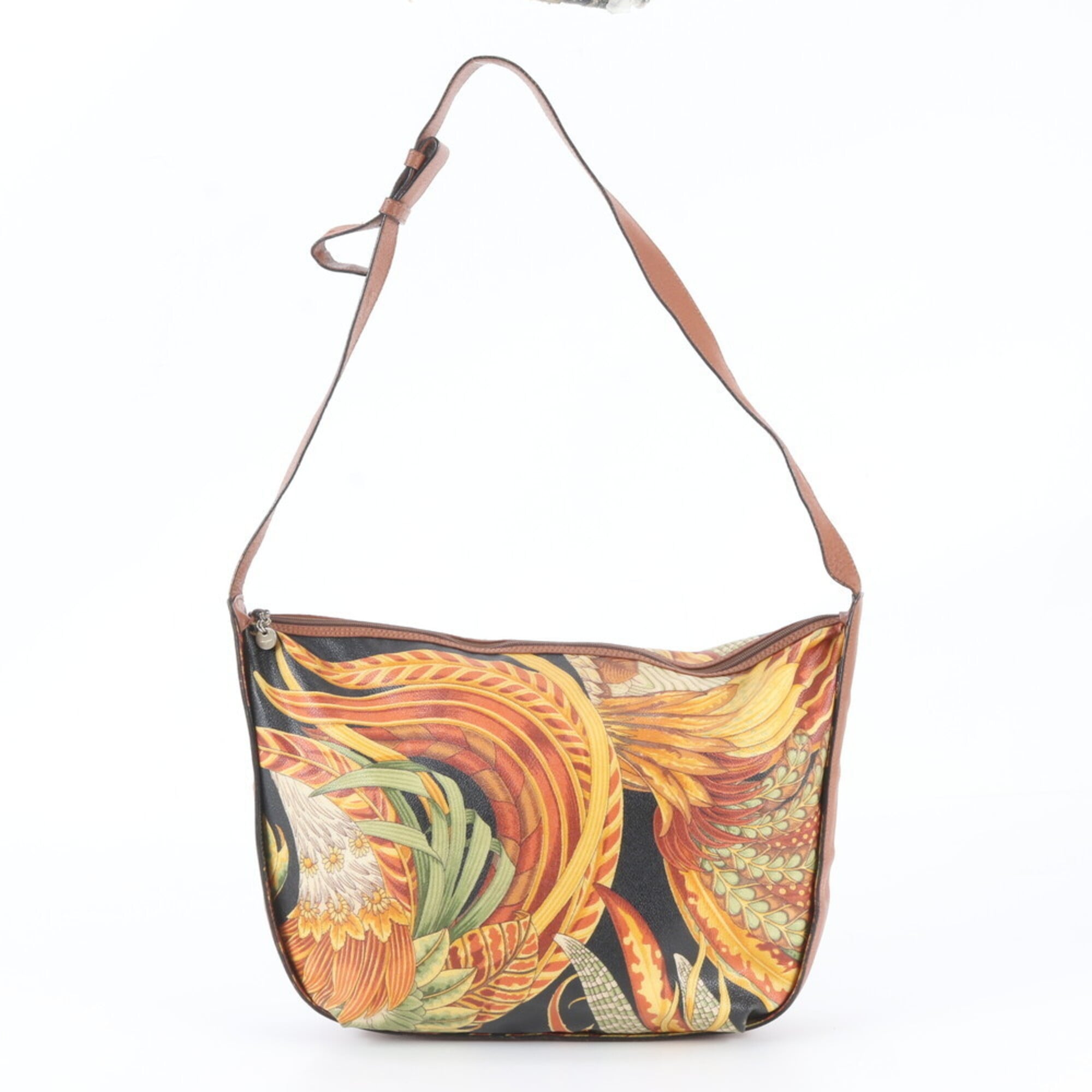 Salvatore Ferragamo Multi-Color Leather Coated Canvas Crossbody Bag Shoulder Bag (Pre-Owned)