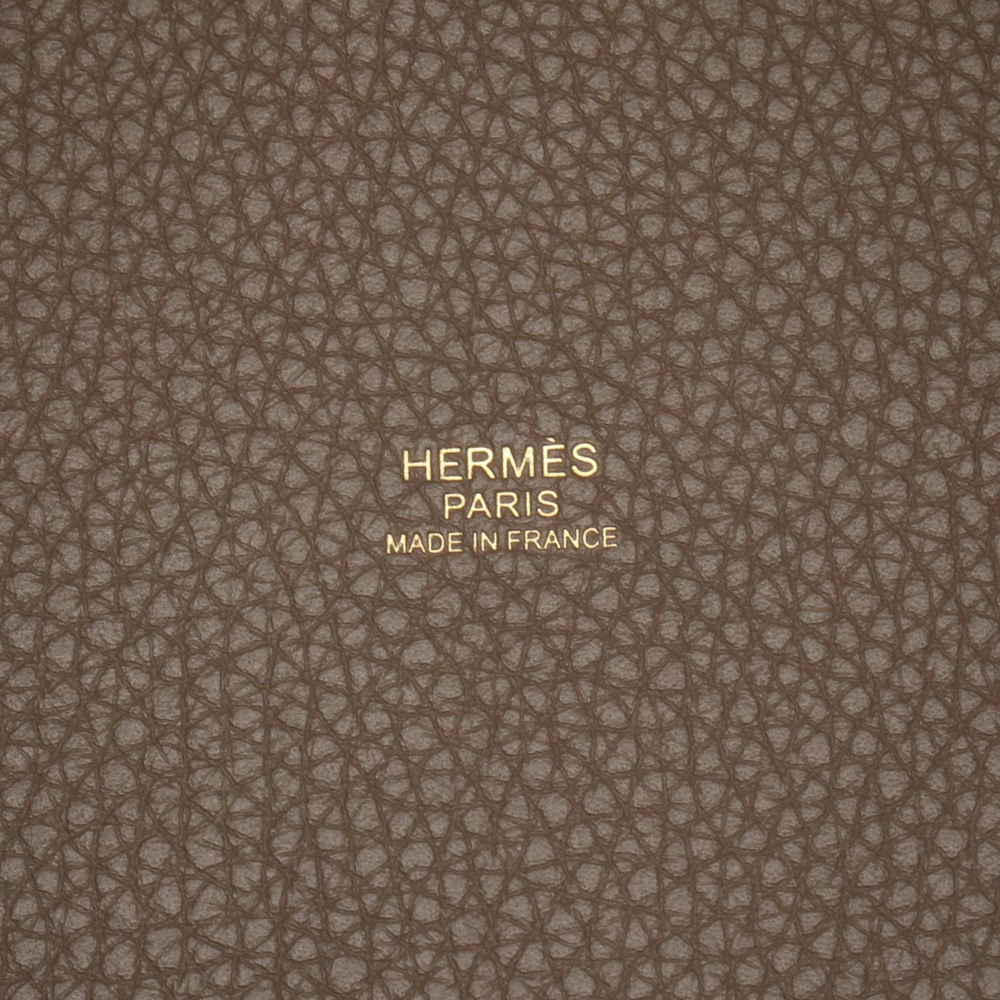 Hermes Etoupe Gray Gray Taurillon Clemence Leather Handbag (Pre-Owned)